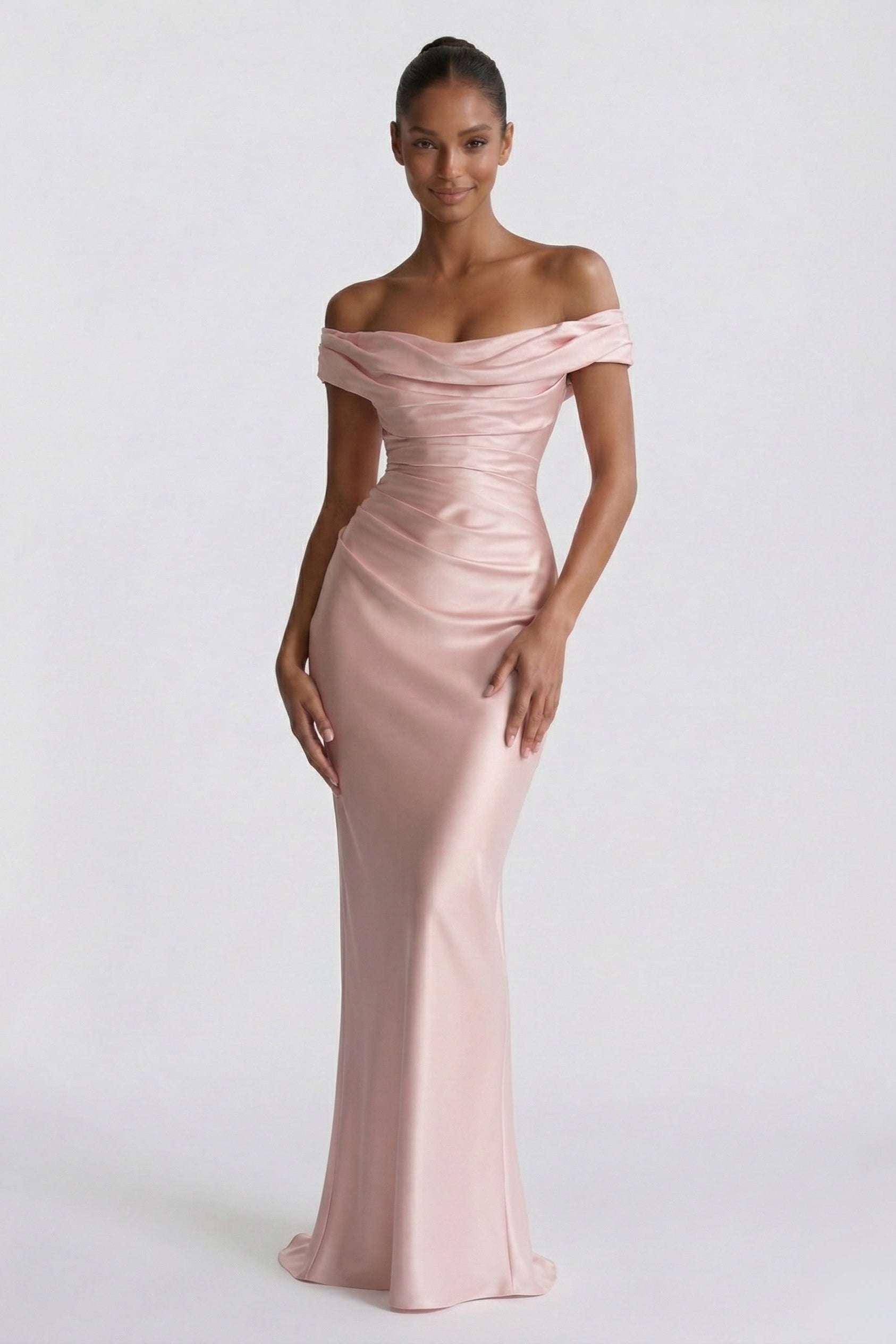 Sheath-Column Floor Length Acetate Satin Wedding Guest Dress CG0303