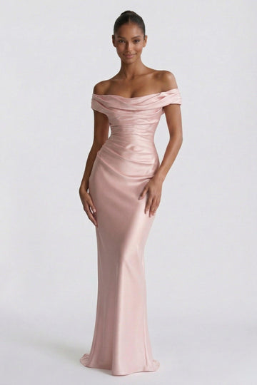 Sheath-Column Floor Length Acetate Satin Wedding Guest Dress CG0303