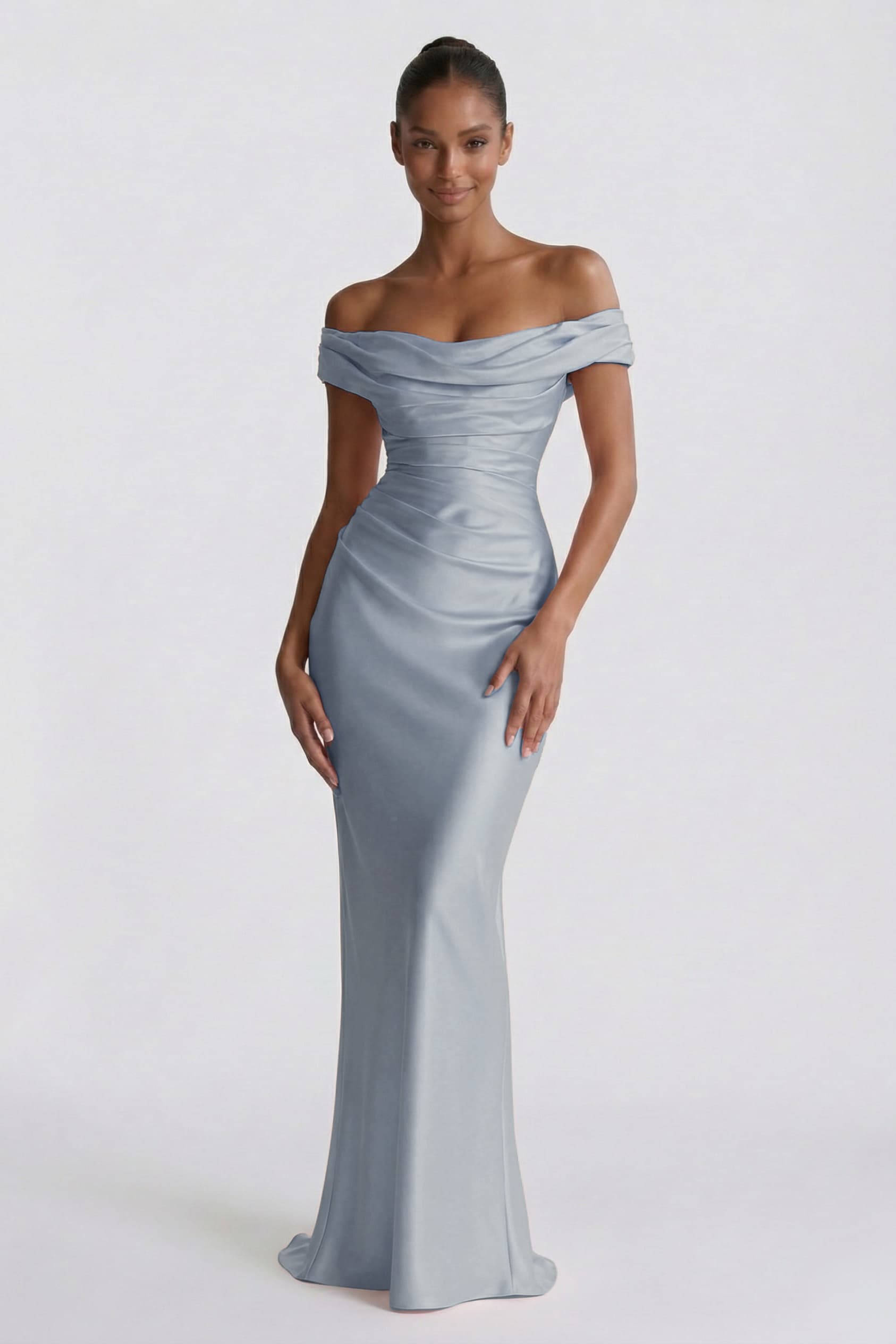 Sheath-Column Floor Length Acetate Satin Wedding Guest Dress CG0303