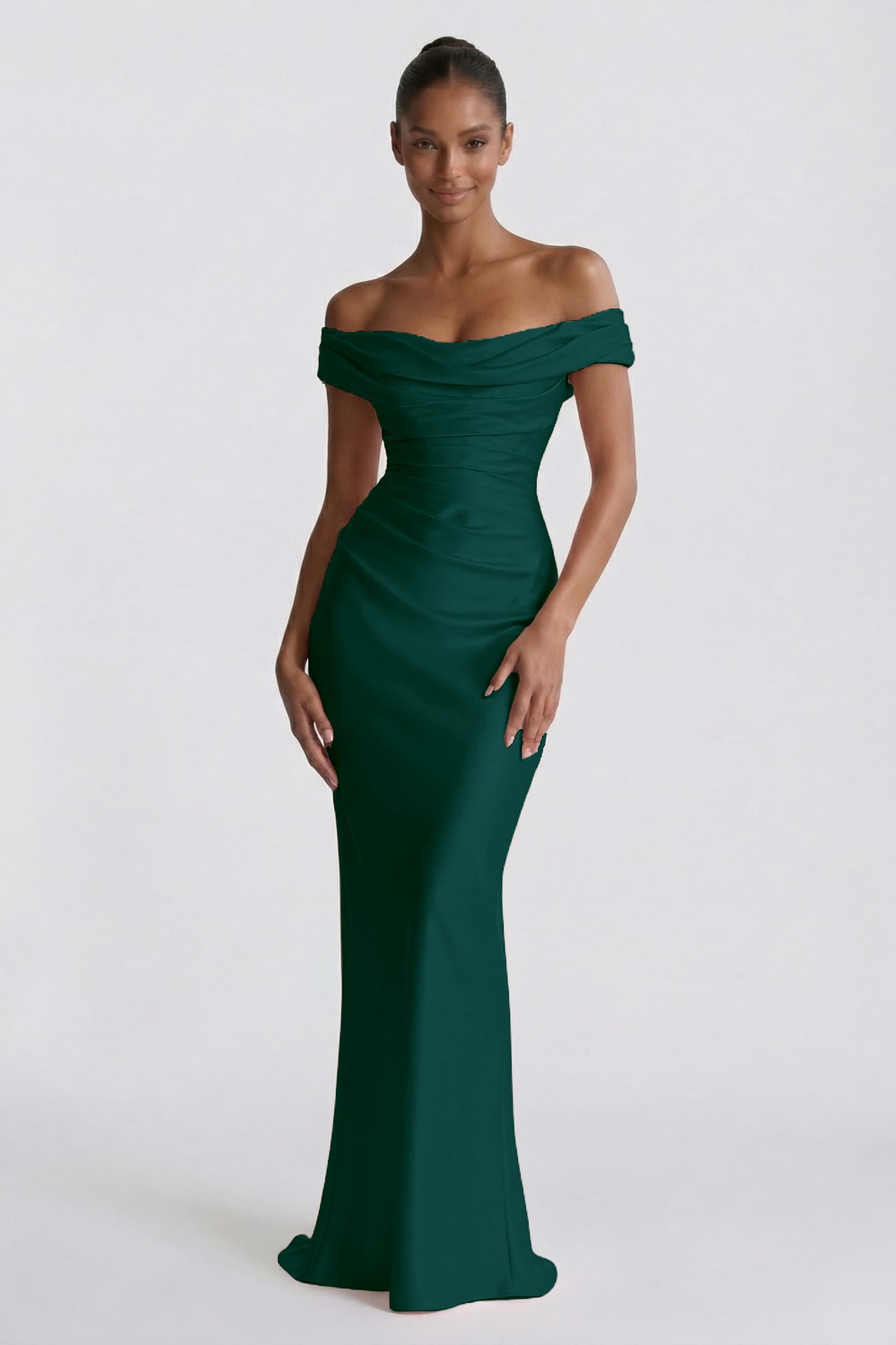 Sheath-Column Floor Length Acetate Satin Wedding Guest Dress CG0303