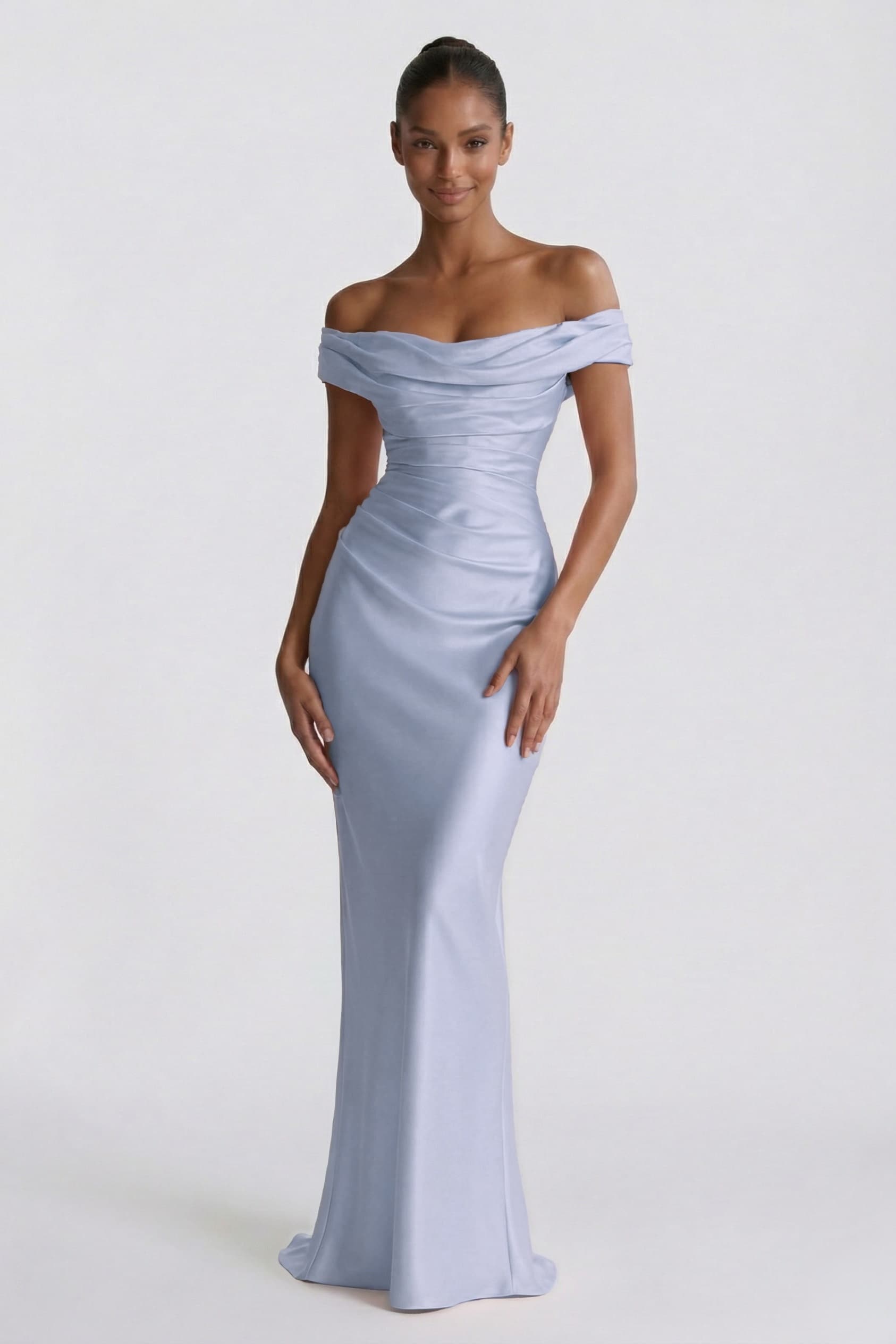 Sheath-Column Floor Length Acetate Satin Wedding Guest Dress CG0303