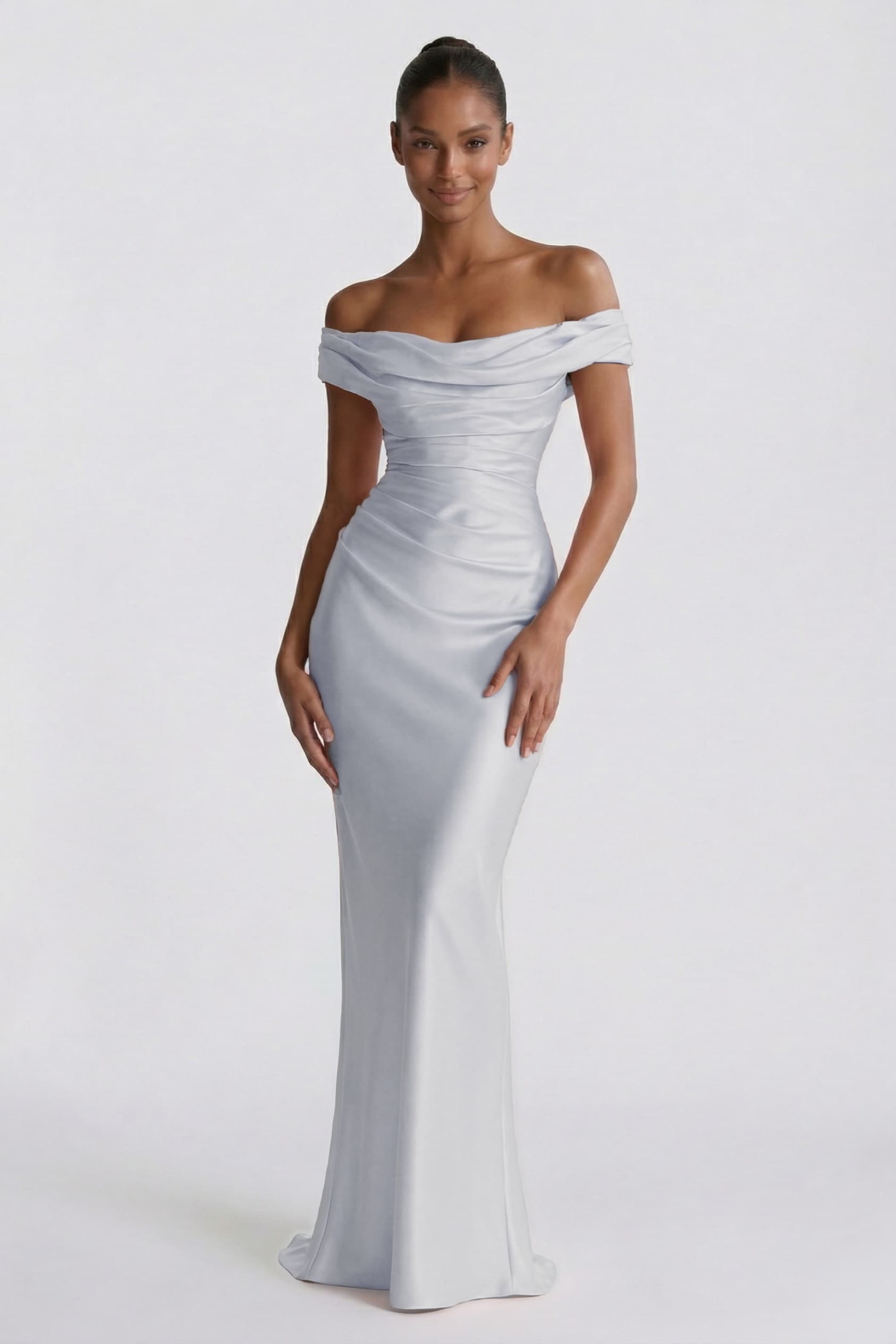 Sheath-Column Floor Length Acetate Satin Wedding Guest Dress CG0303