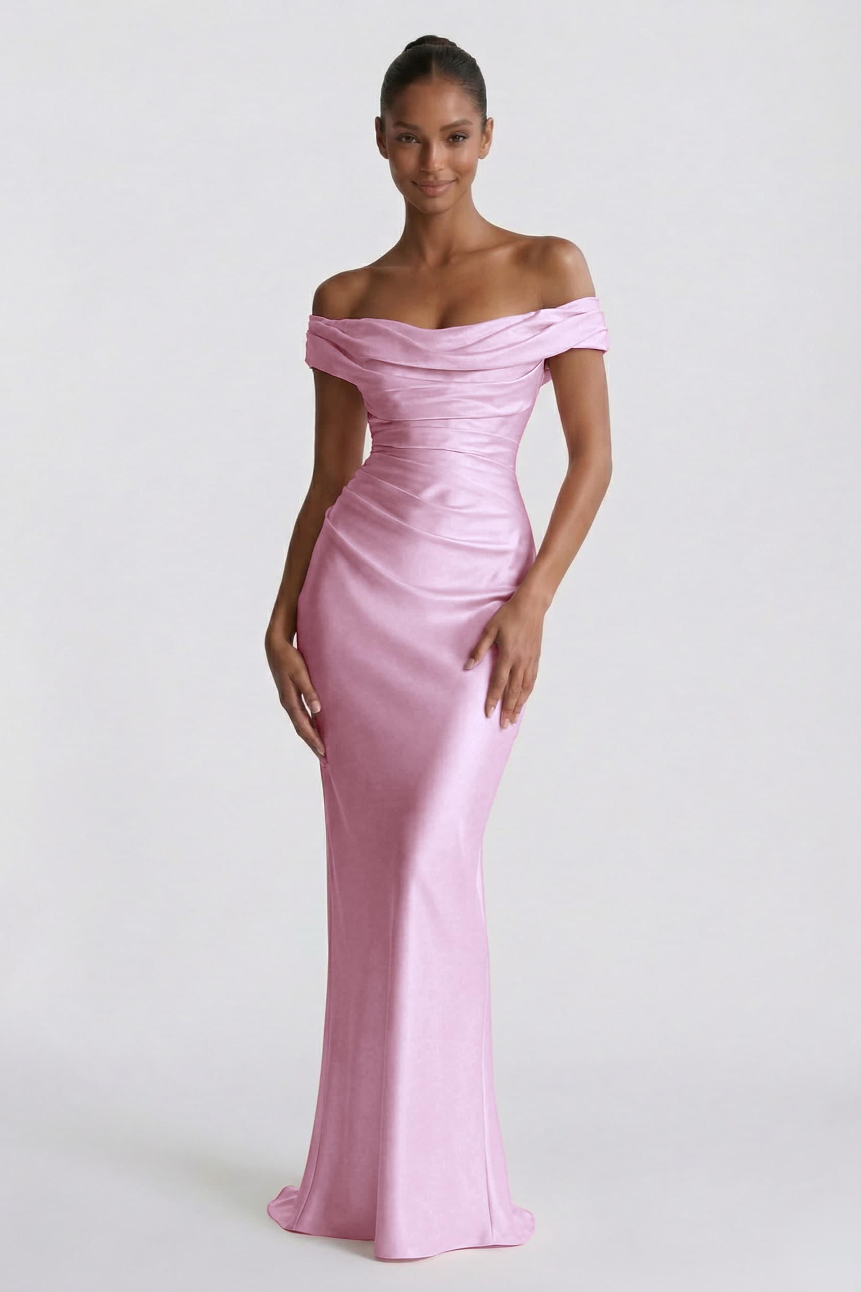 Sheath-Column Floor Length Acetate Satin Wedding Guest Dress CG0303
