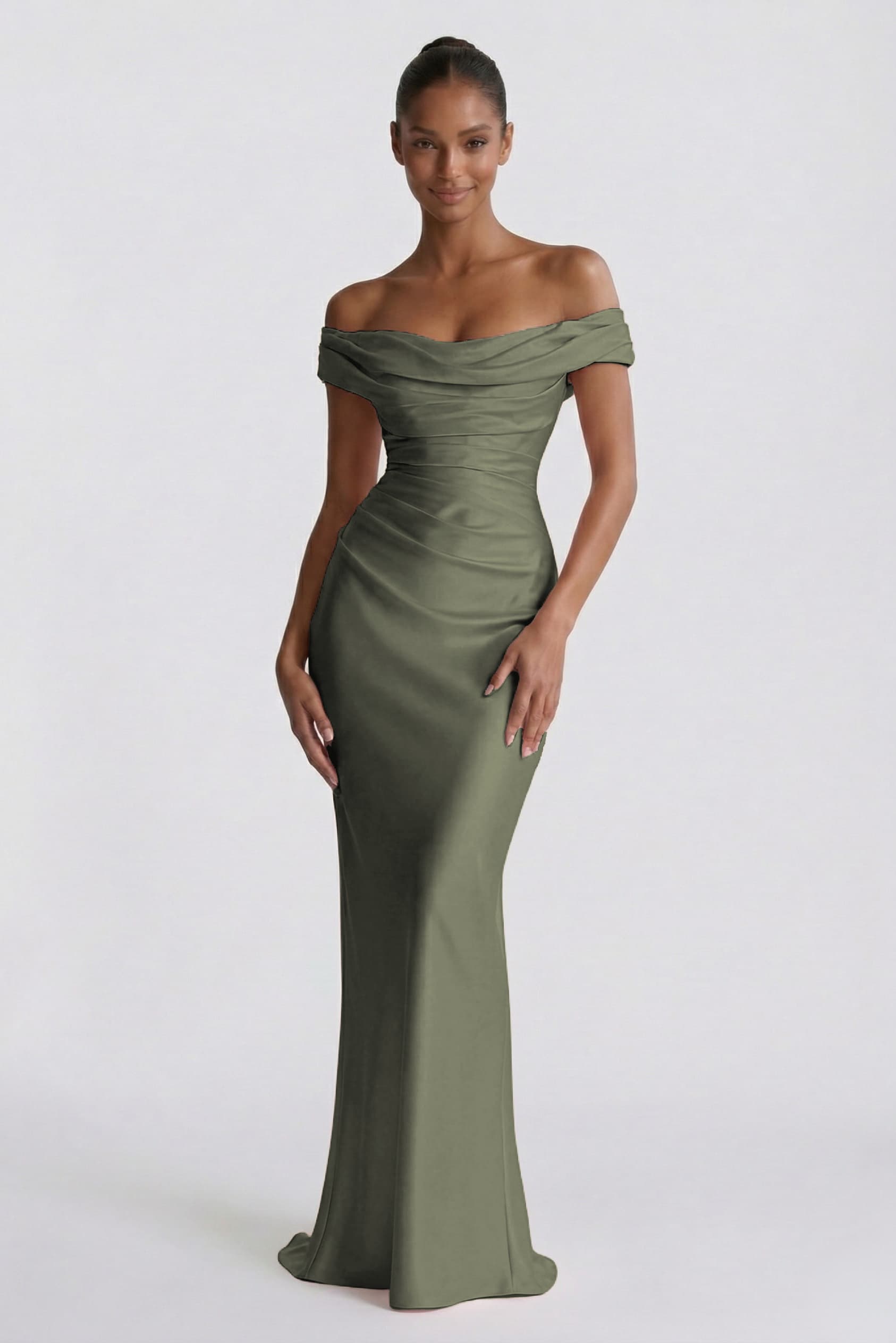Sheath-Column Floor Length Acetate Satin Wedding Guest Dress CG0303