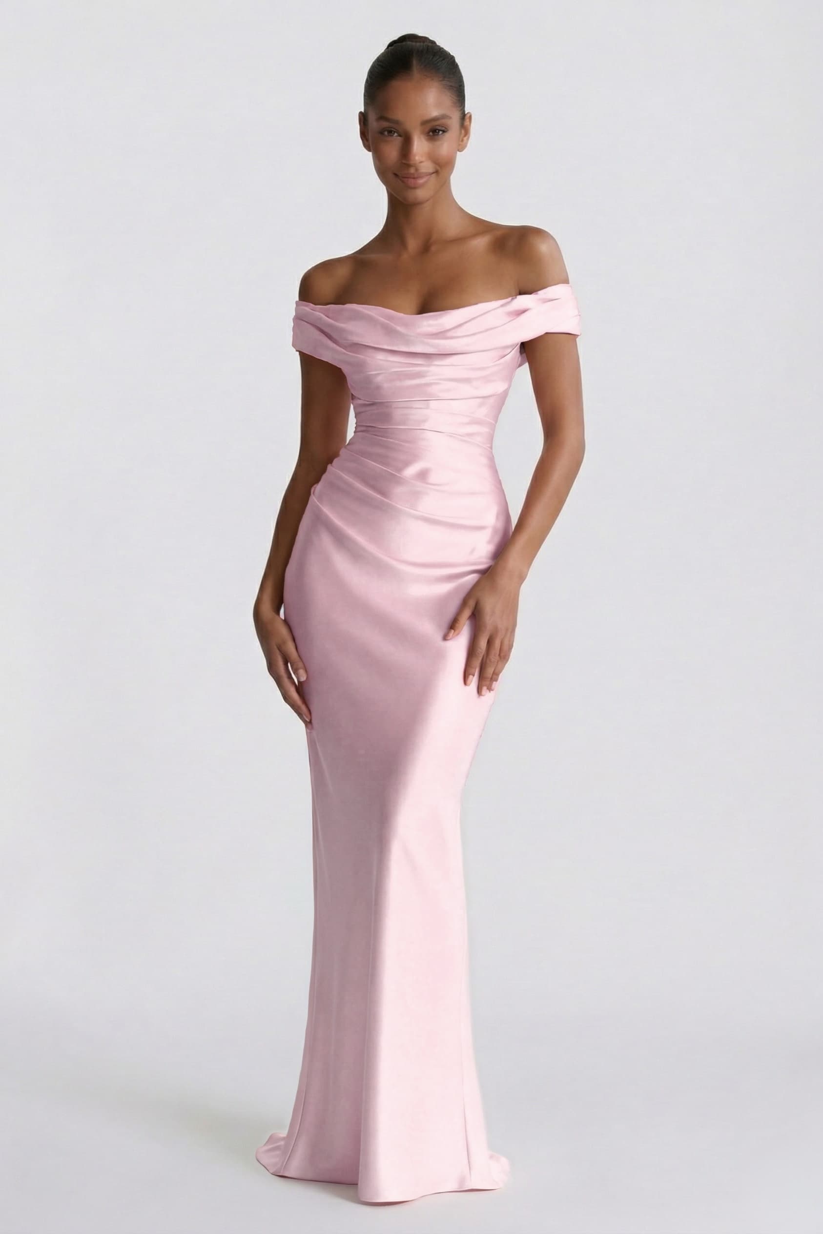 Sheath-Column Floor Length Acetate Satin Wedding Guest Dress CG0303
