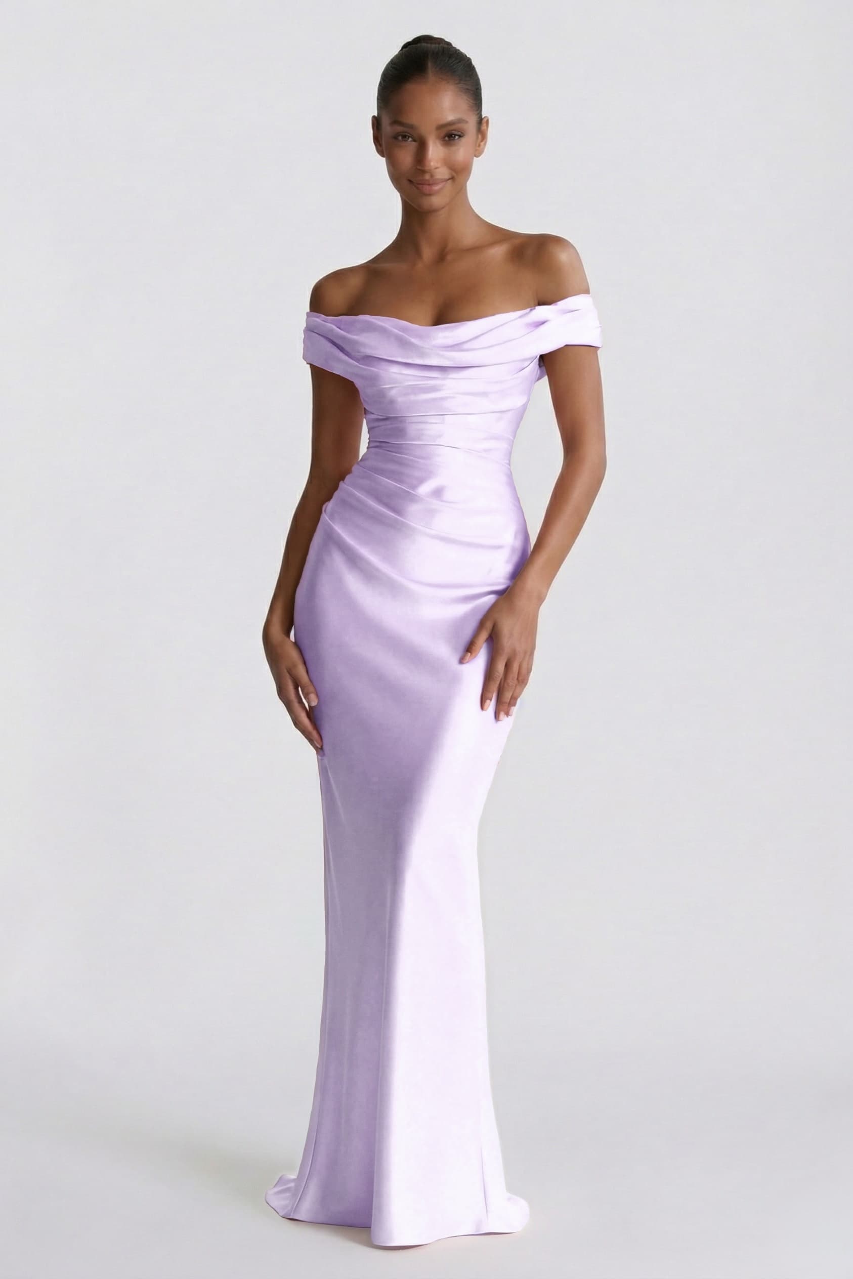Sheath-Column Floor Length Acetate Satin Bridesmaid Dress CG0303BM