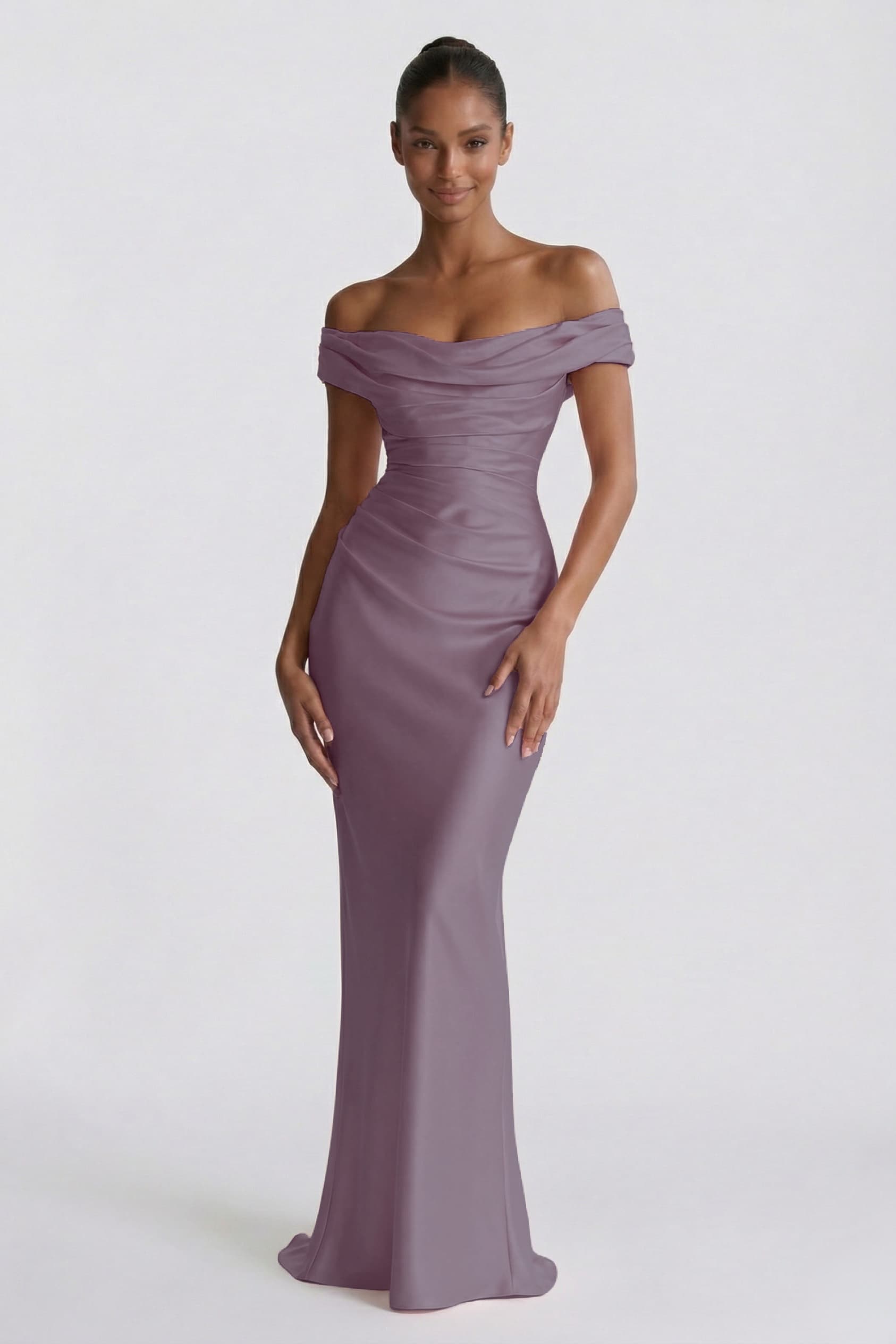 Sheath-Column Floor Length Acetate Satin Wedding Guest Dress CG0303