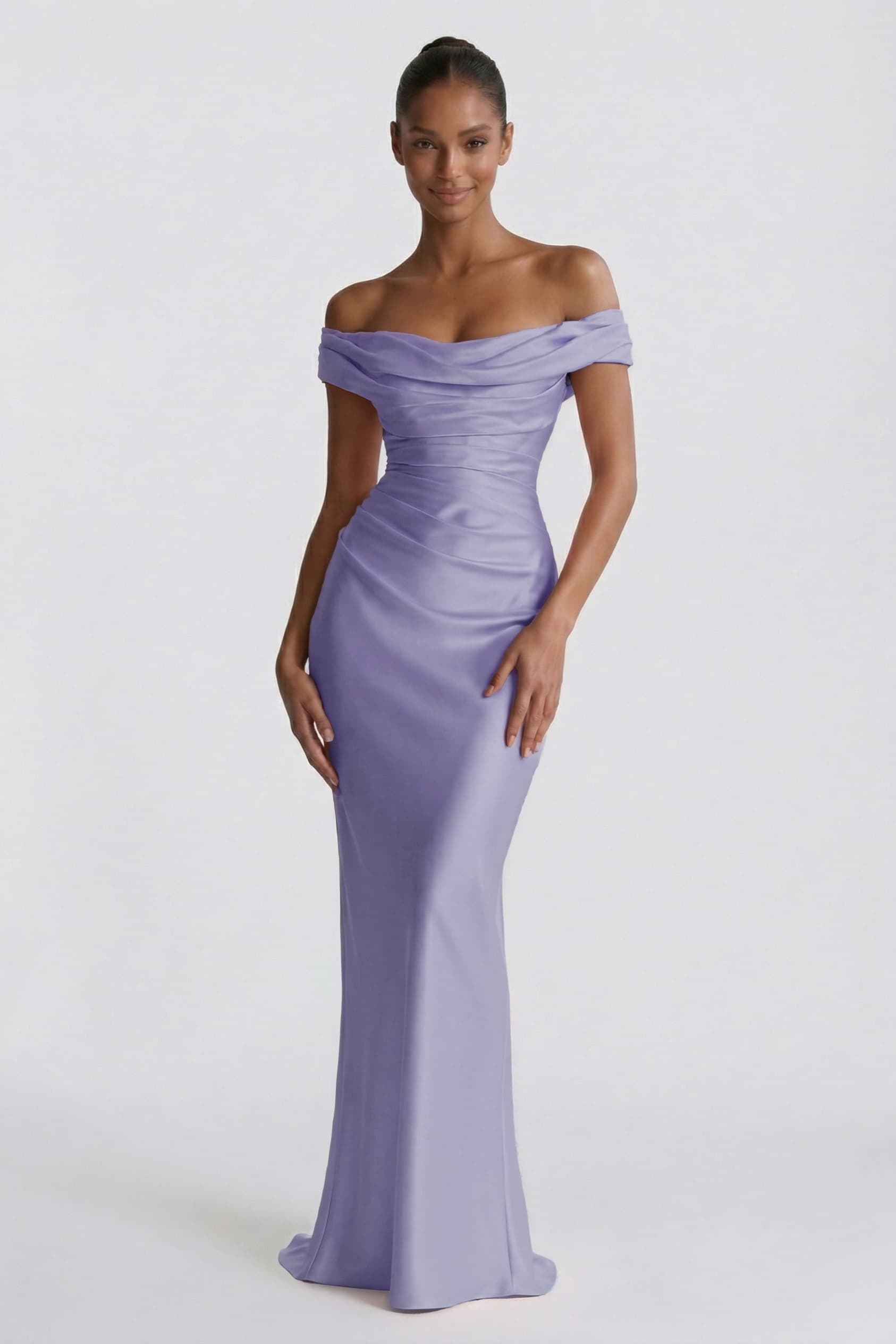 Sheath-Column Floor Length Acetate Satin Wedding Guest Dress CG0303