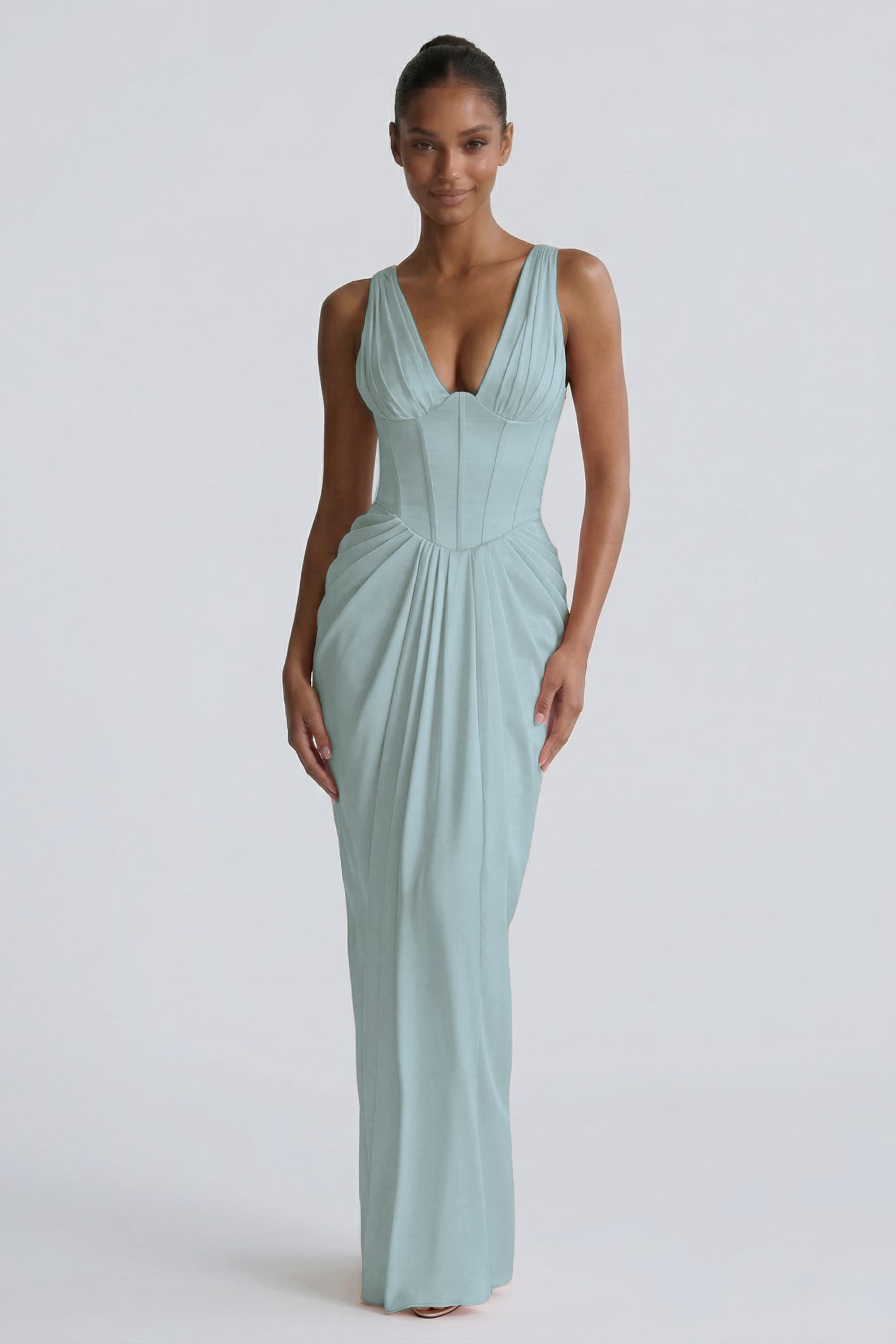 Sheath-Column Floor Length Acetate Satin Wedding Guest Dress CG0304