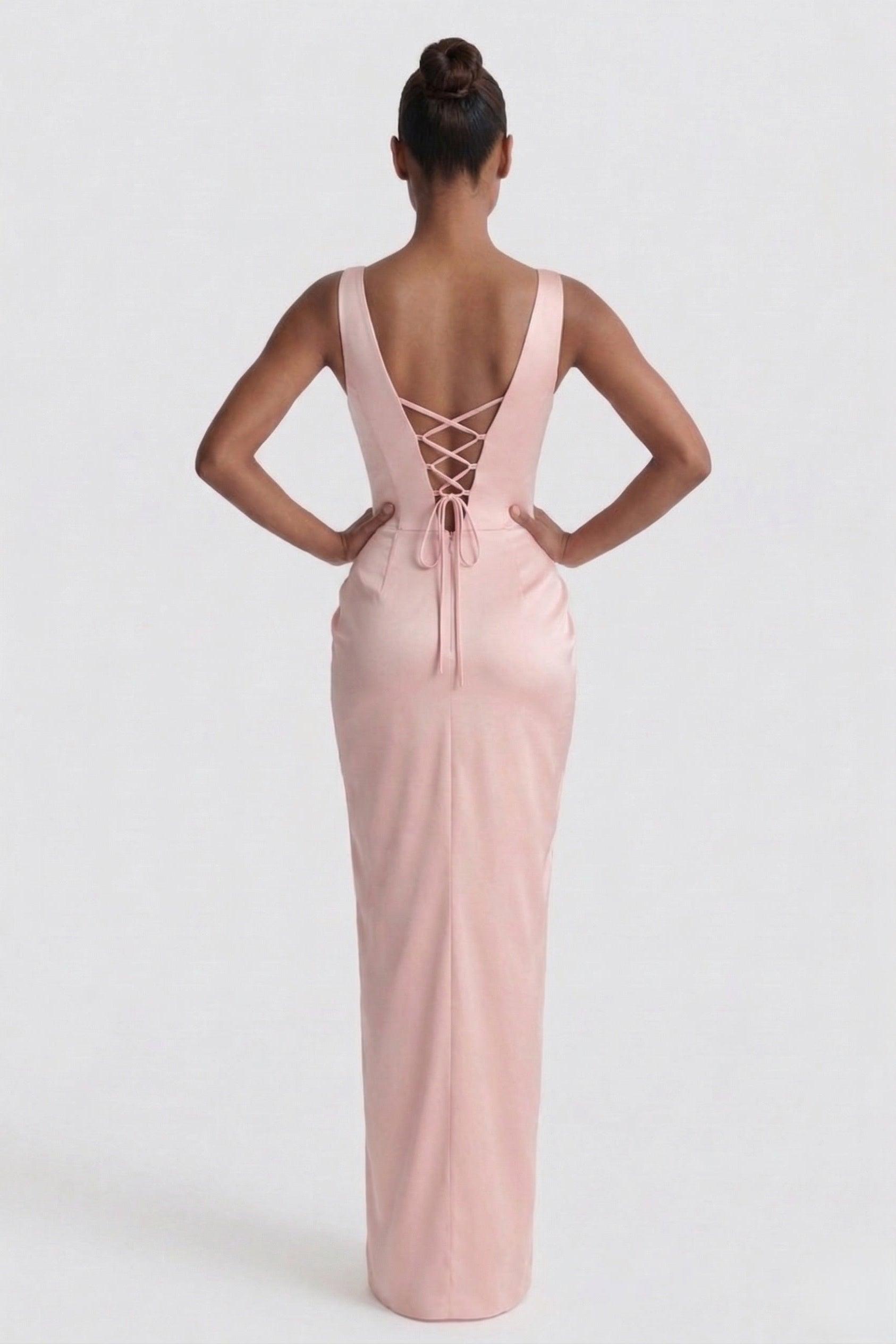 Sheath-Column Floor Length Acetate Satin Wedding Guest Dress CG0304