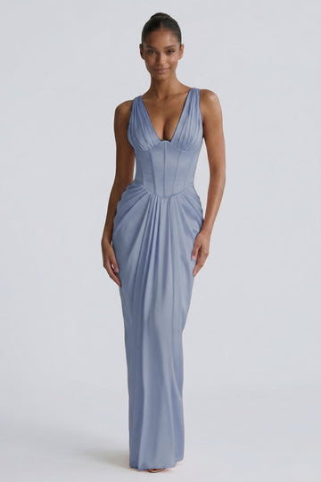 Sheath-Column Floor Length Acetate Satin Bridesmaid Dress CG0304BM