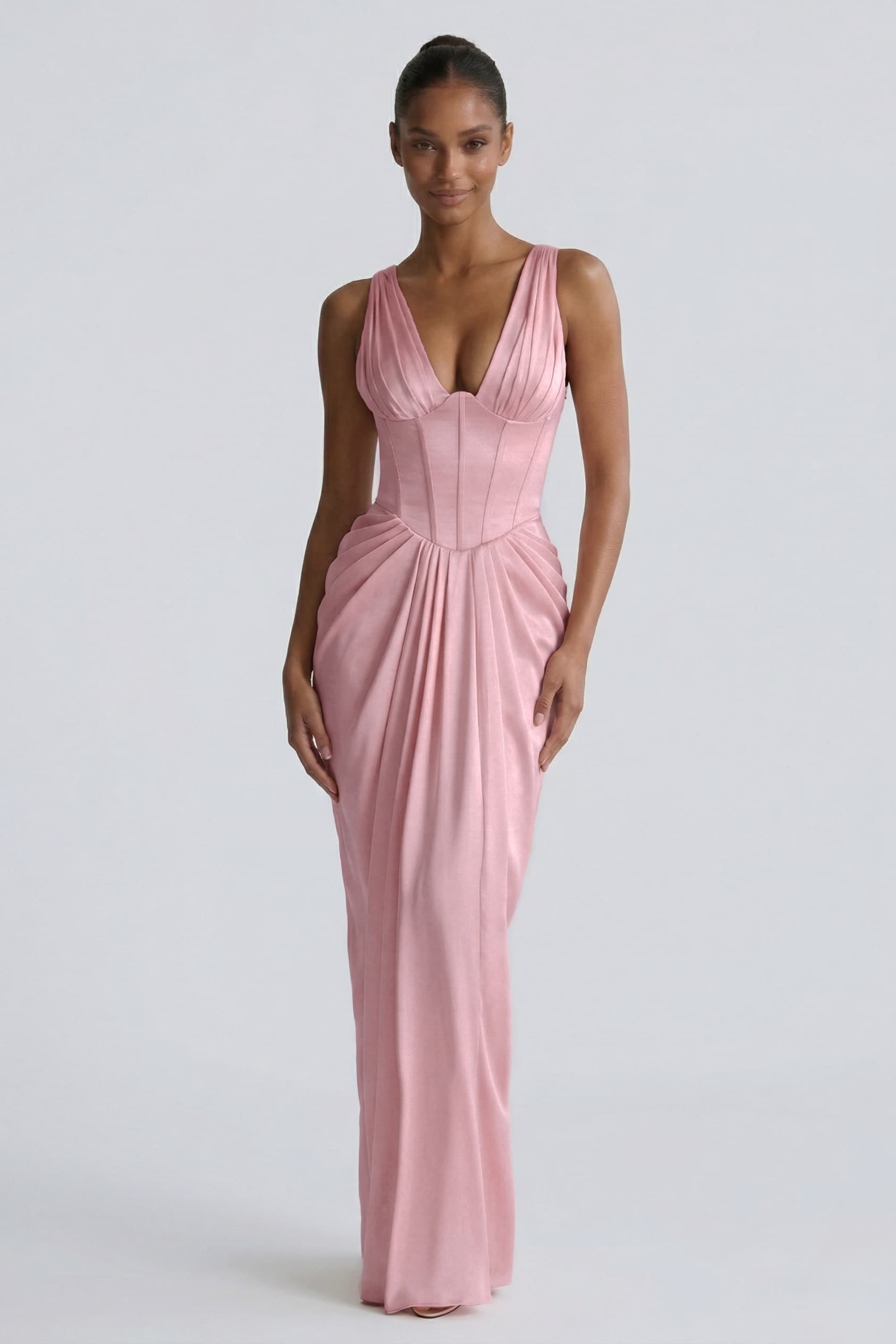 Sheath-Column Floor Length Acetate Satin Bridesmaid Dress CG0304BM
