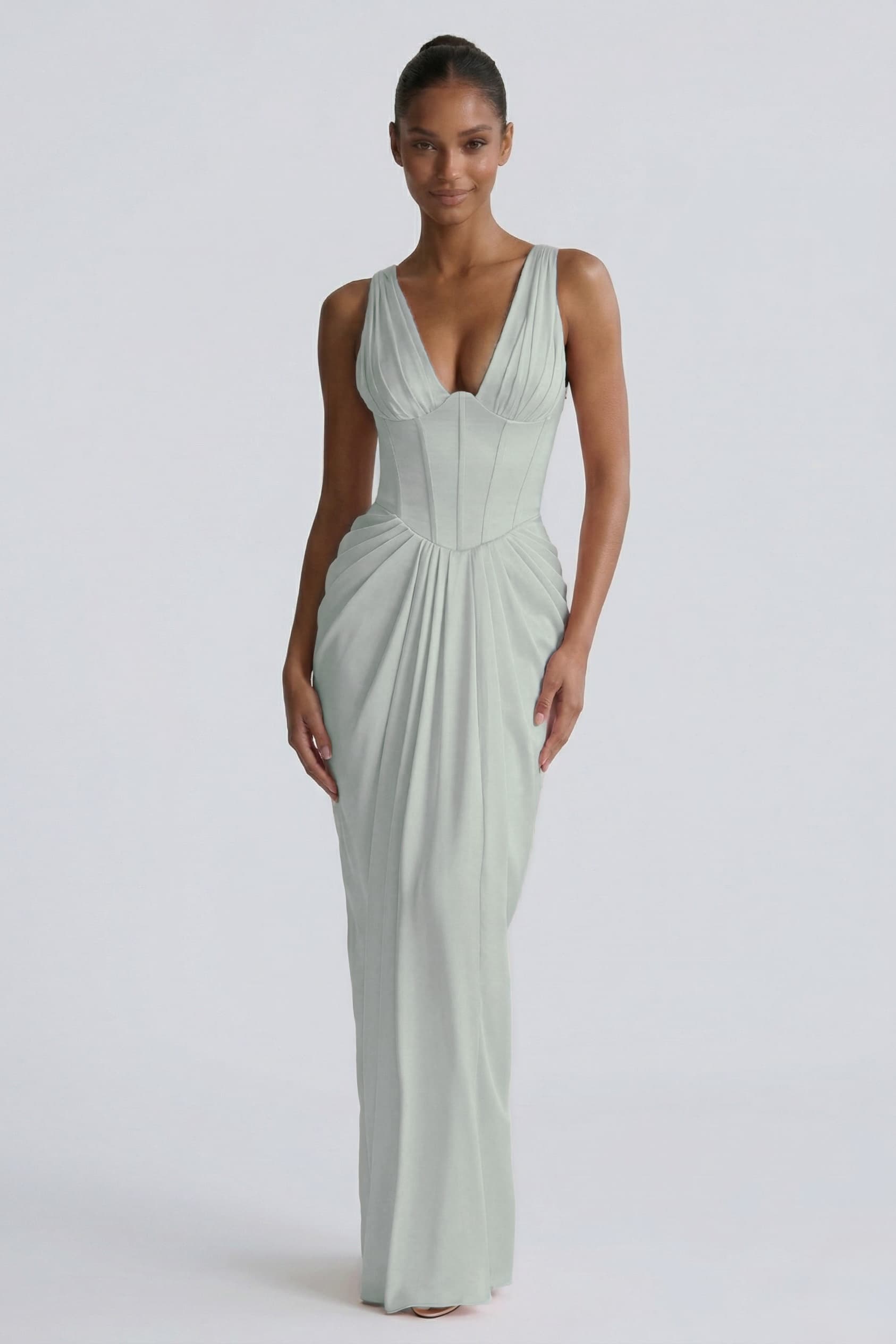 Sheath-Column Floor Length Acetate Satin Bridesmaid Dress CG0304BM