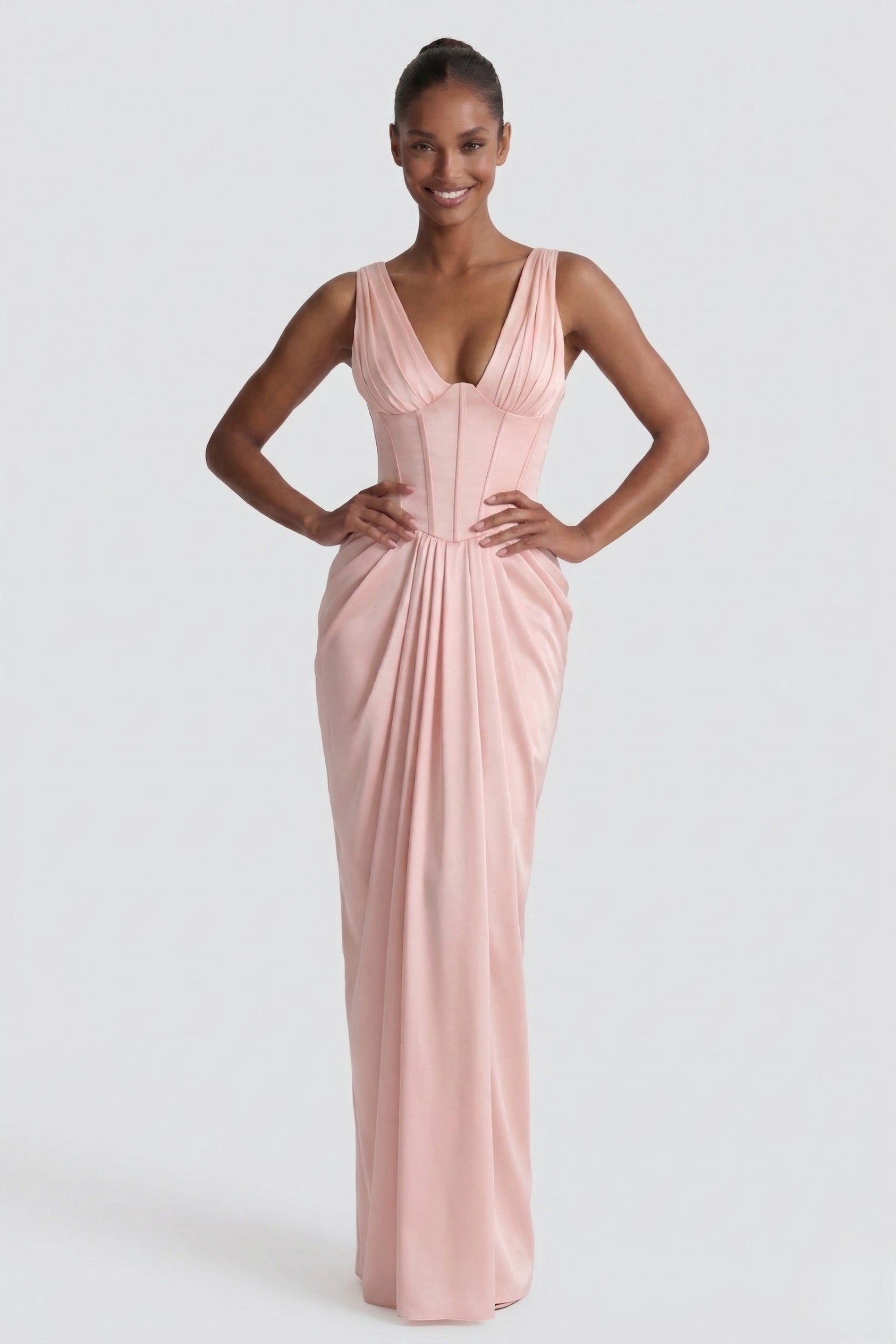 Sheath-Column Floor Length Acetate Satin Bridesmaid Dress CG0304BM