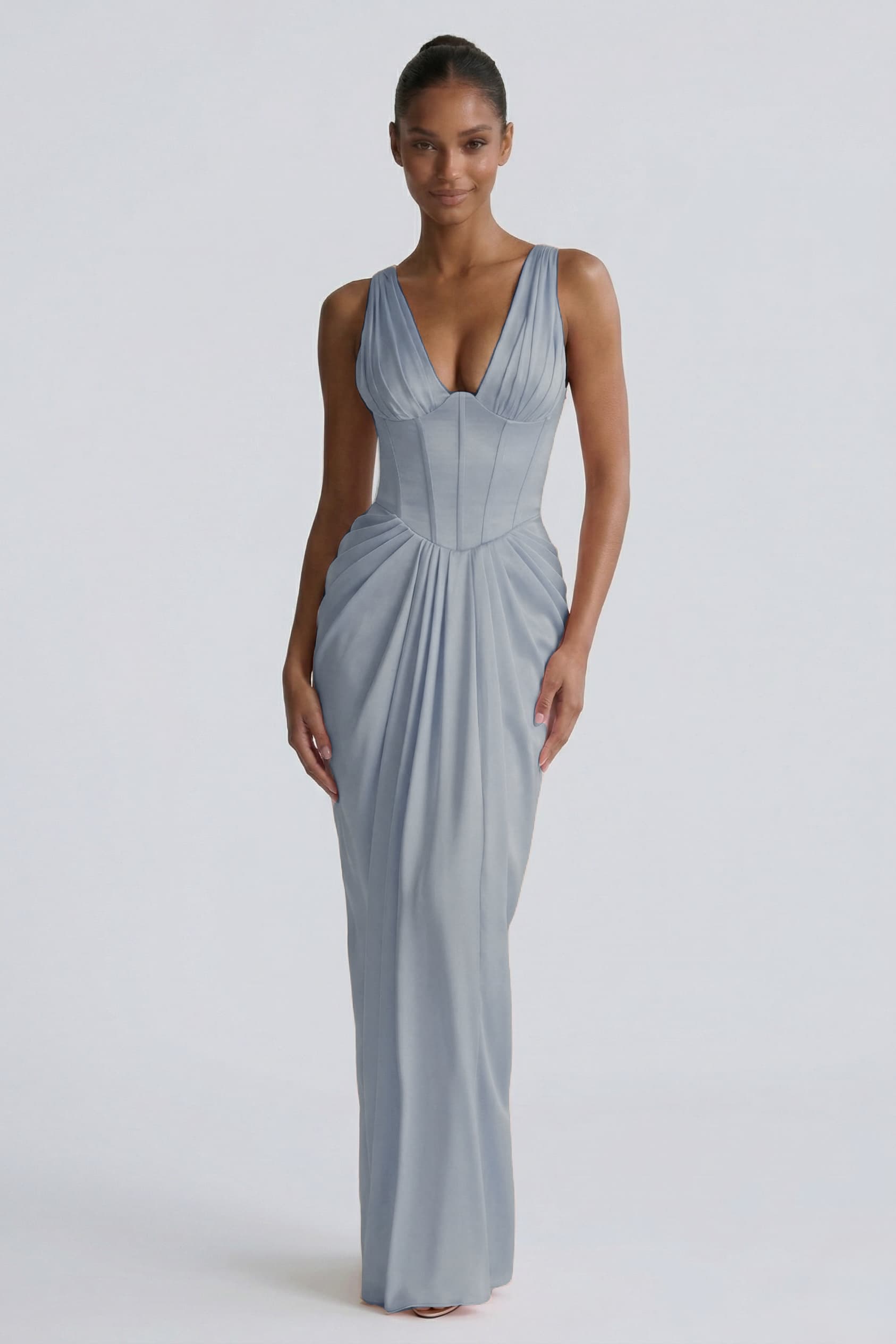 Sheath-Column Floor Length Acetate Satin Wedding Guest Dress CG0304