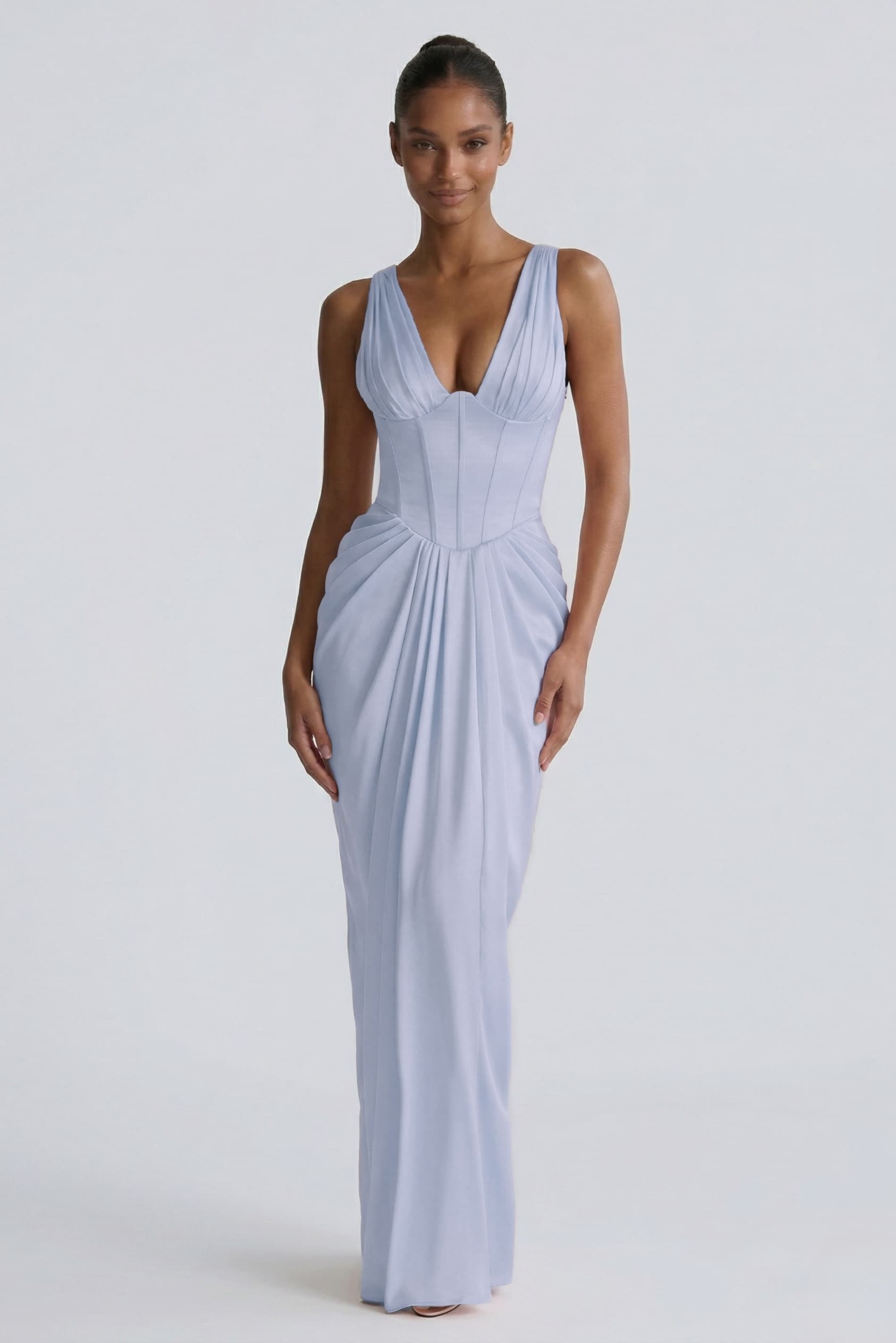 Sheath-Column Floor Length Acetate Satin Wedding Guest Dress CG0304