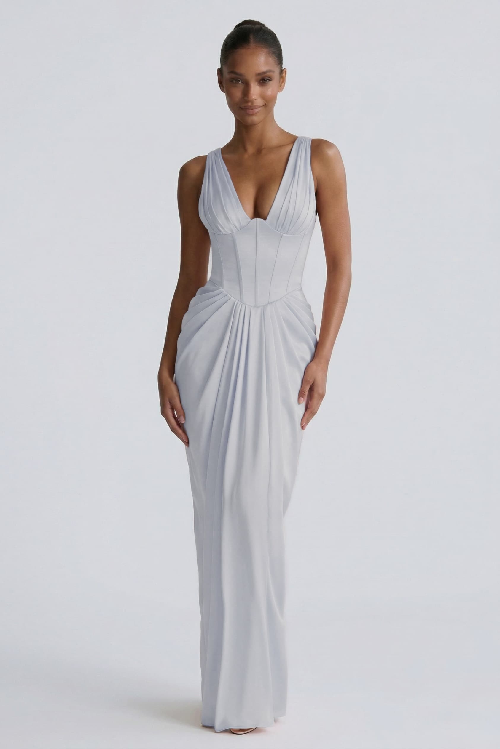 Sheath-Column Floor Length Acetate Satin Wedding Guest Dress CG0304