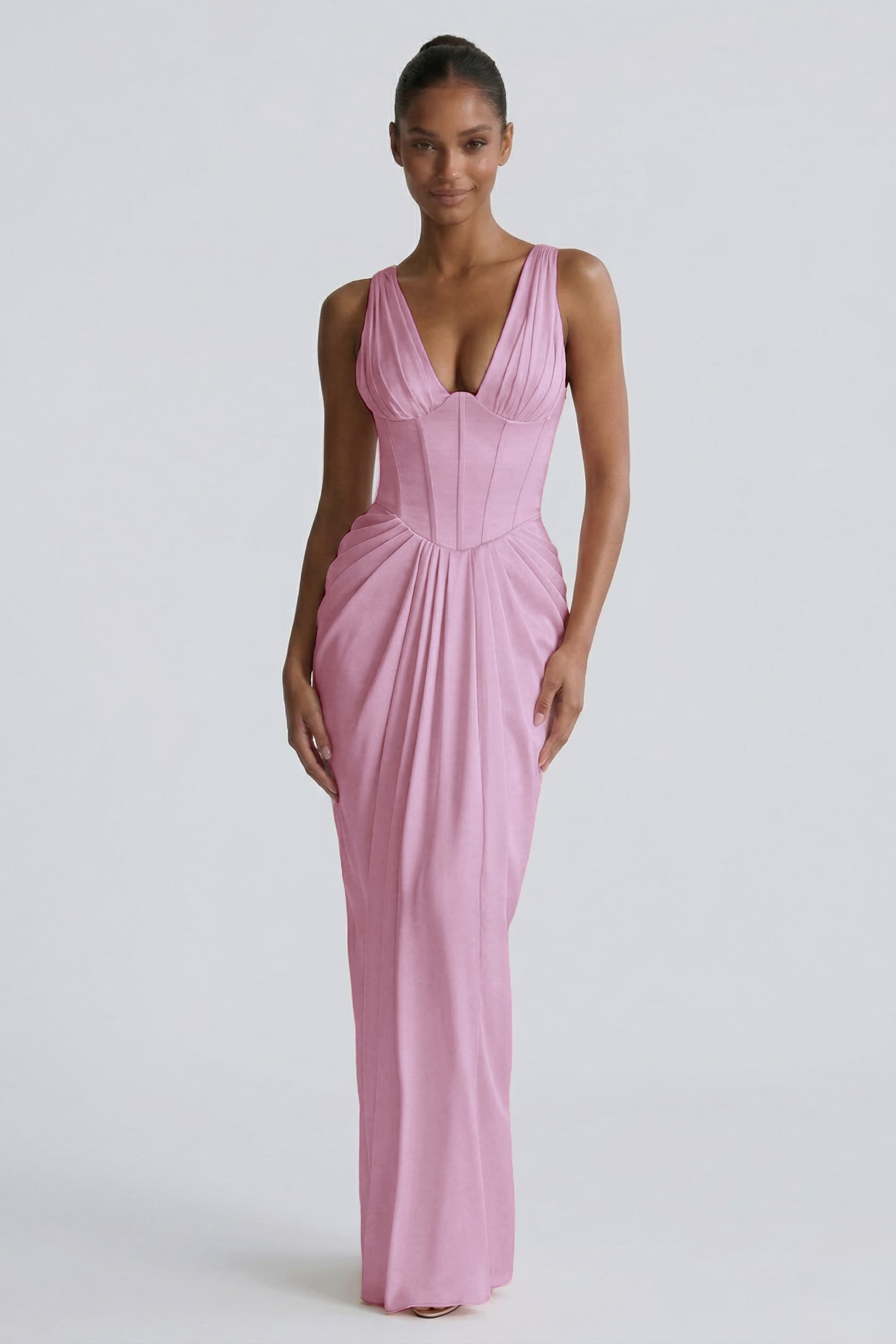 Sheath-Column Floor Length Acetate Satin Wedding Guest Dress CG0304