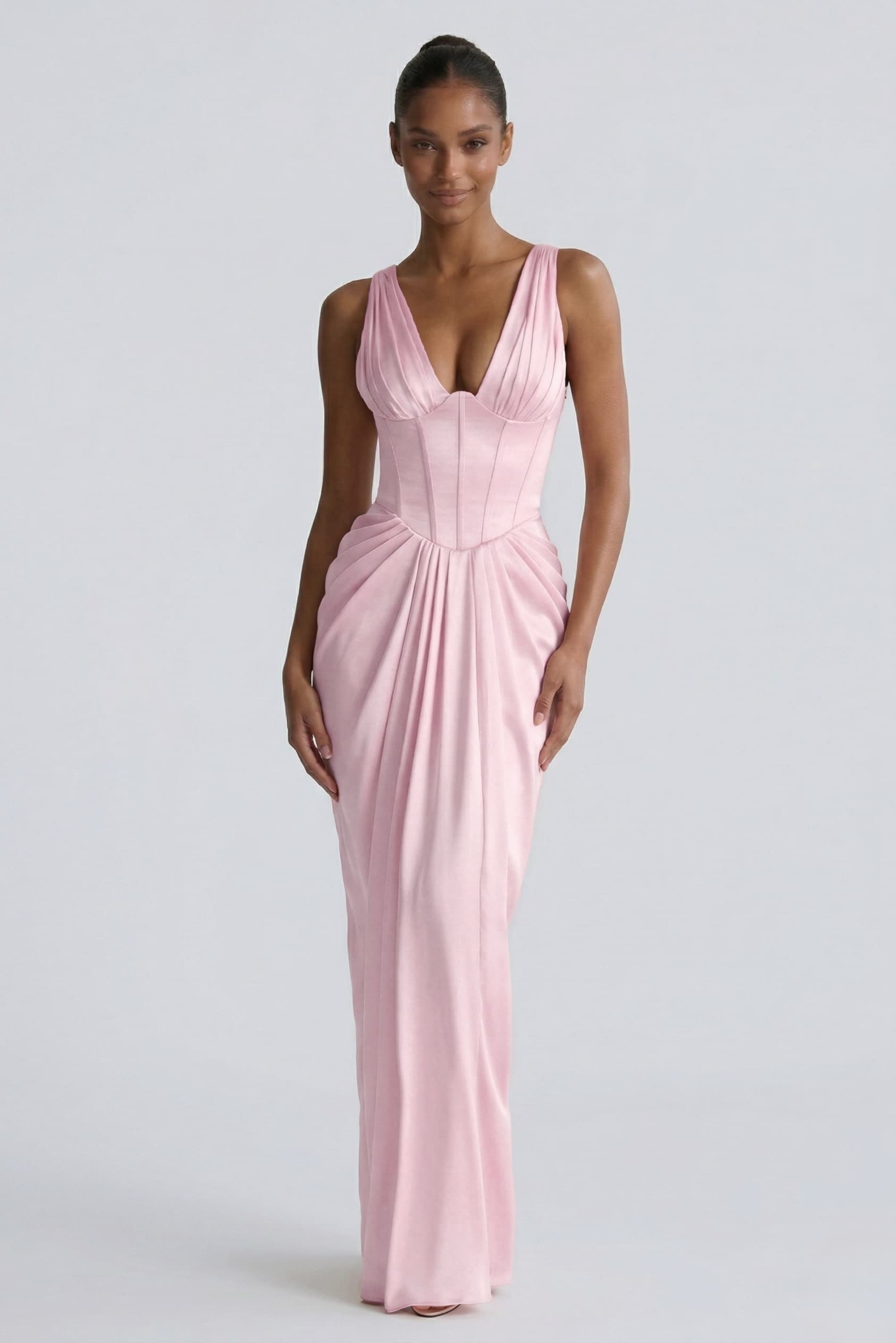 Sheath-Column Floor Length Acetate Satin Bridesmaid Dress CG0304BM