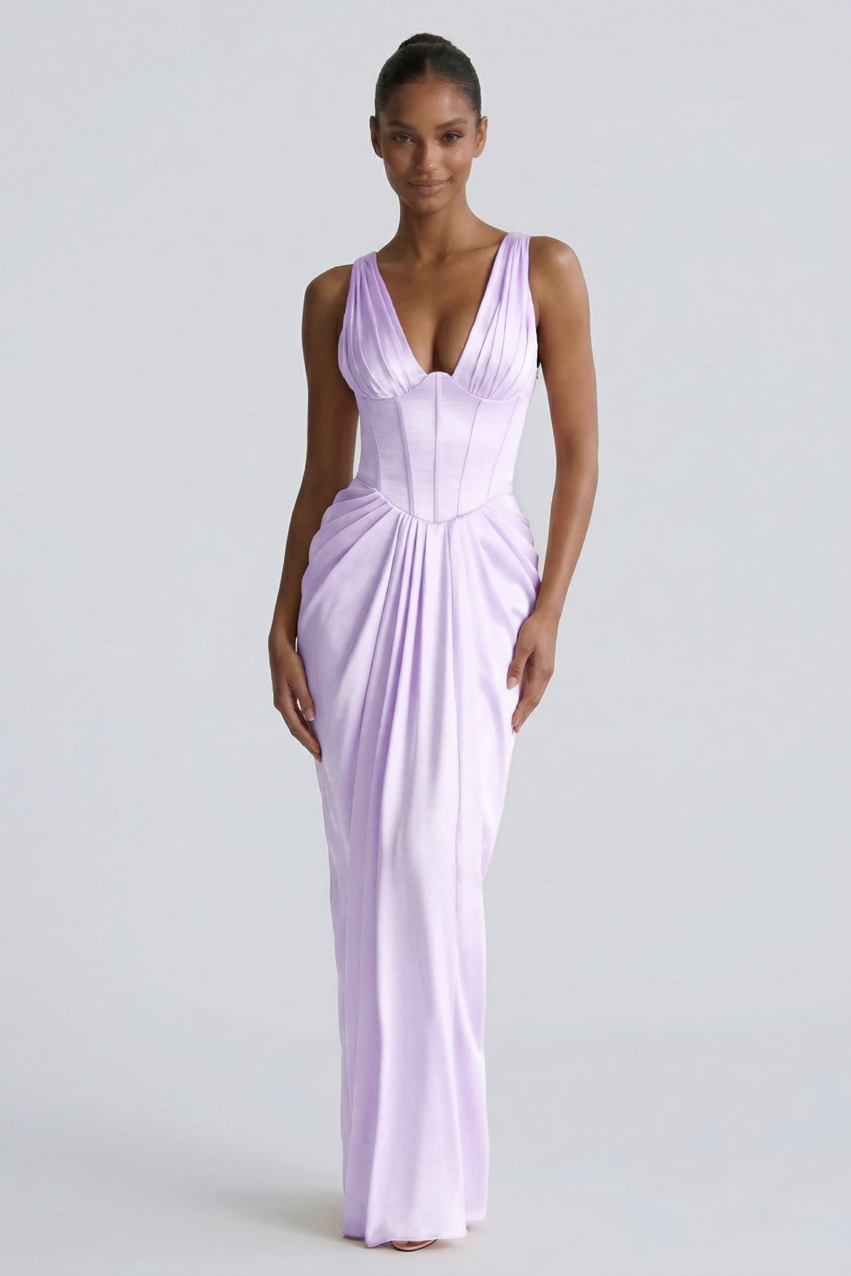 Sheath-Column Floor Length Acetate Satin Wedding Guest Dress CG0304