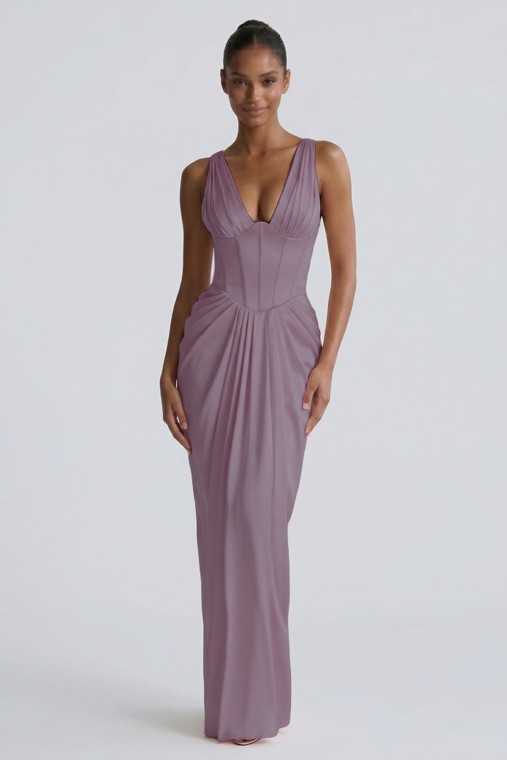 Sheath-Column Floor Length Acetate Satin Wedding Guest Dress CG0304