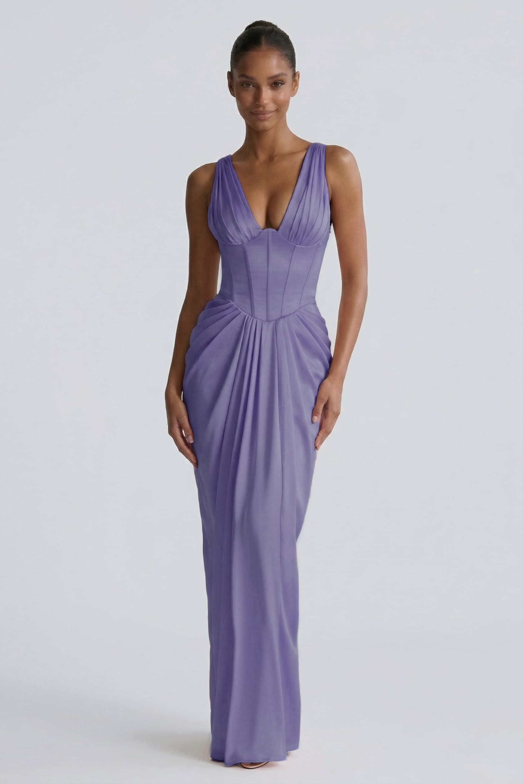 Sheath-Column Floor Length Acetate Satin Bridesmaid Dress CG0304BM