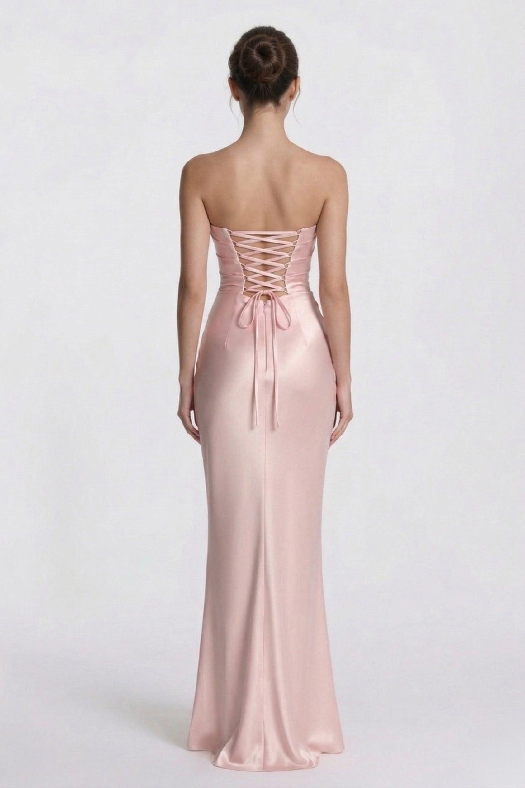 Sheath-Column Floor Length Acetate Satin Wedding Guest Dress CG0305