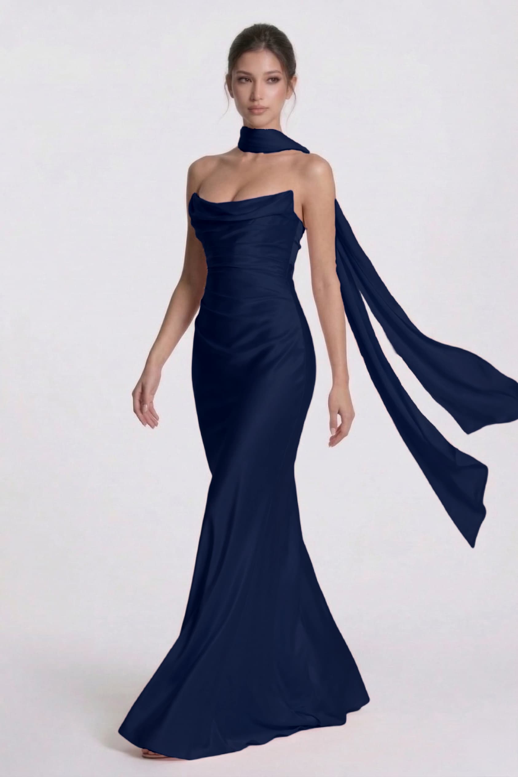 Sheath-Column Floor Length Acetate Satin Wedding Guest Dress CG0305