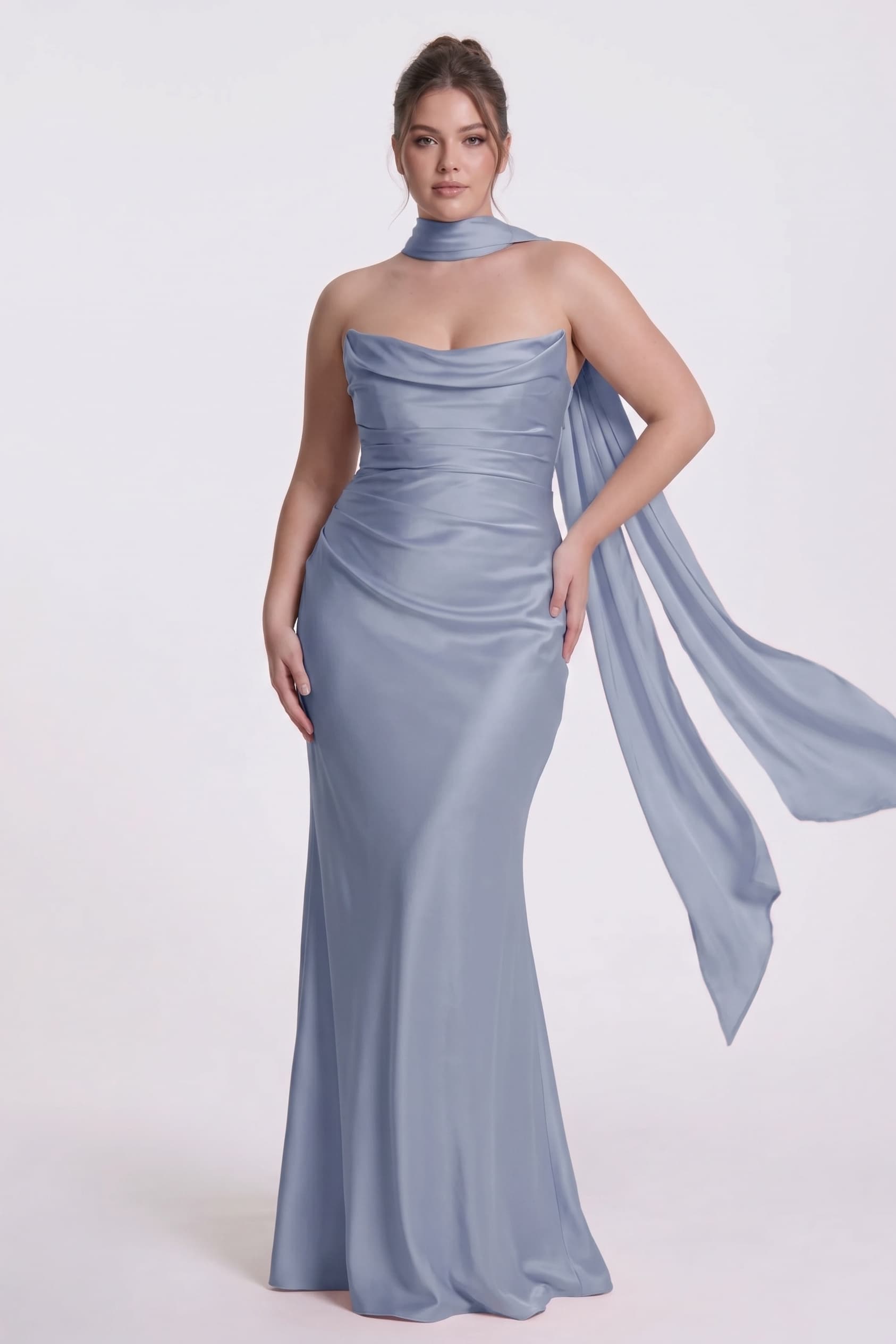 Sheath-Column Floor Length Acetate Satin Wedding Guest Dress CG0305