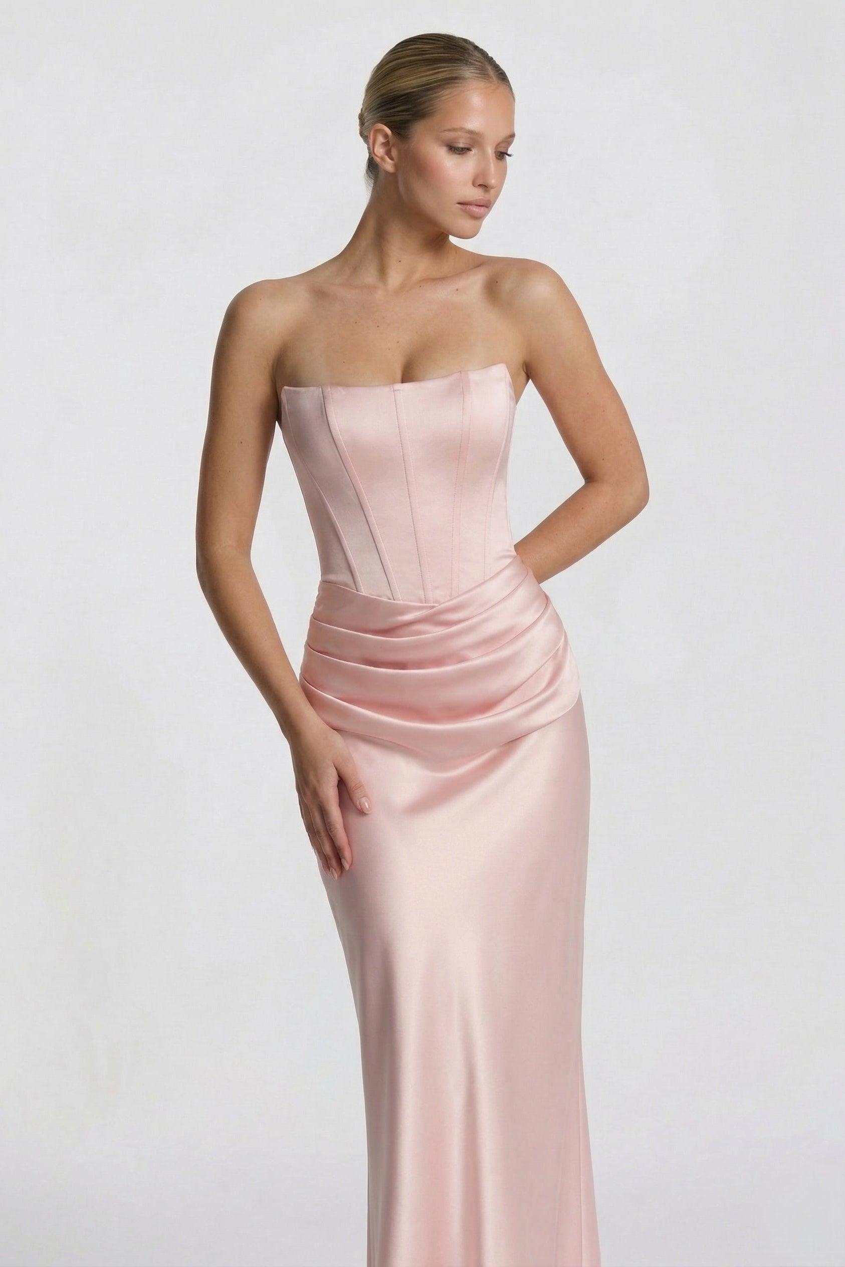 Sheath-Column Floor Length Acetate Satin Wedding Guest Dress CG0306