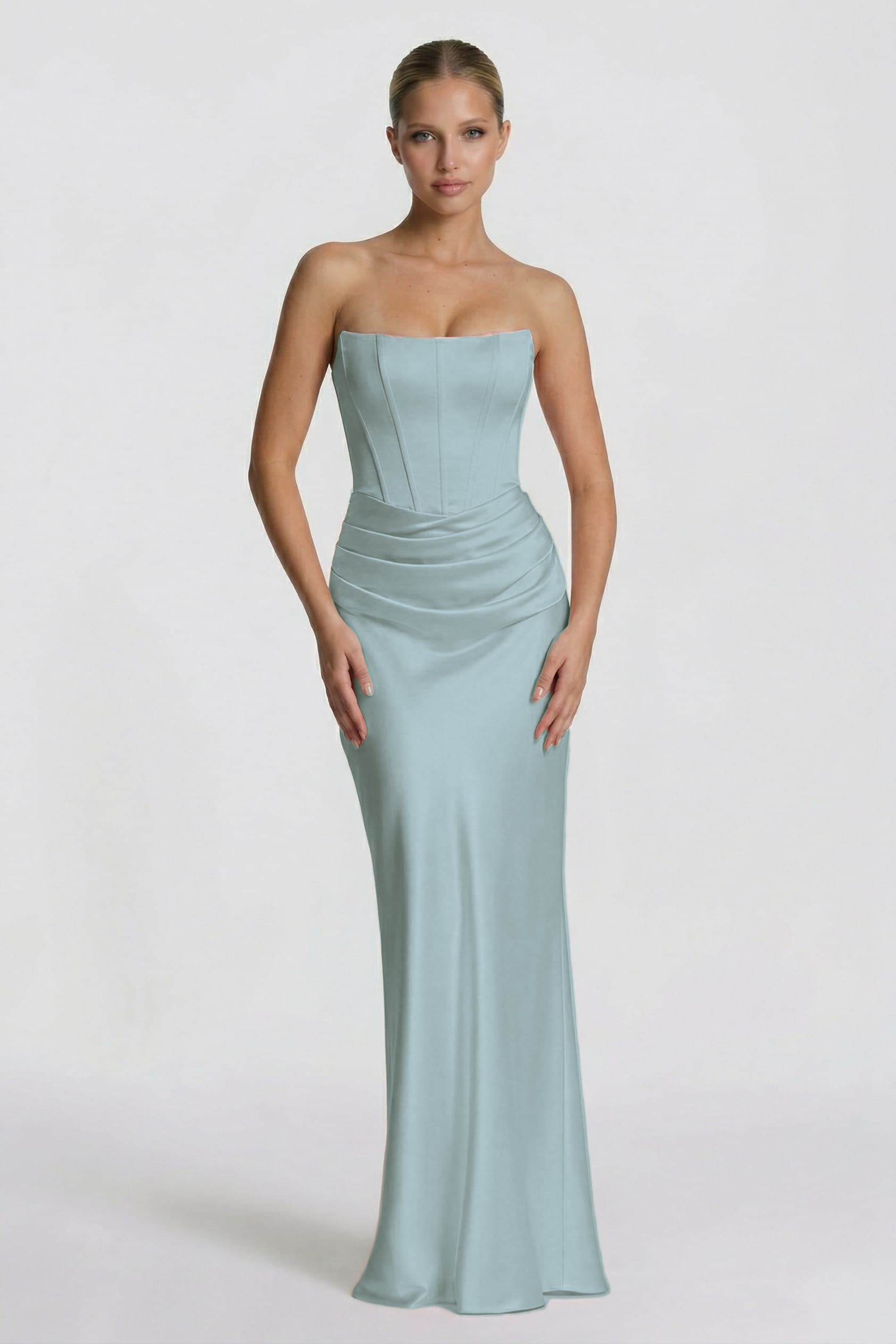 Sheath-Column Floor Length Acetate Satin Wedding Guest Dress CG0306