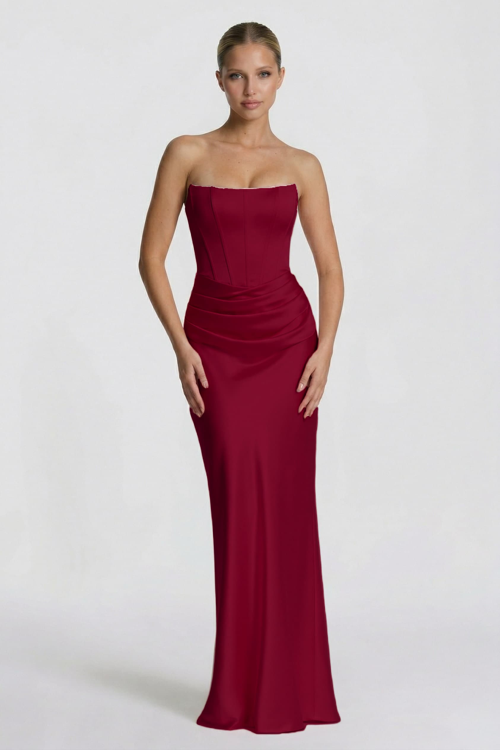 Sheath-Column Floor Length Acetate Satin Wedding Guest Dress CG0306