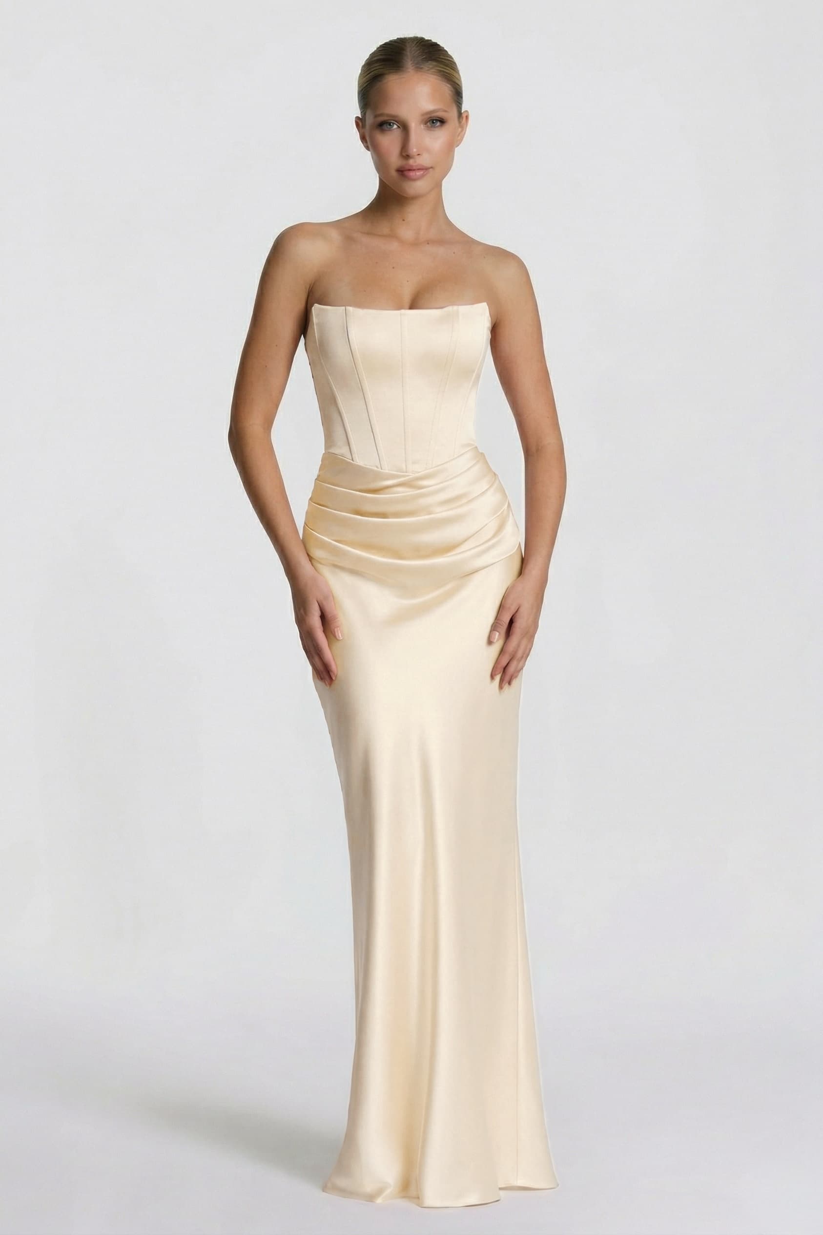 Sheath-Column Floor Length Acetate Satin Wedding Guest Dress CG0306