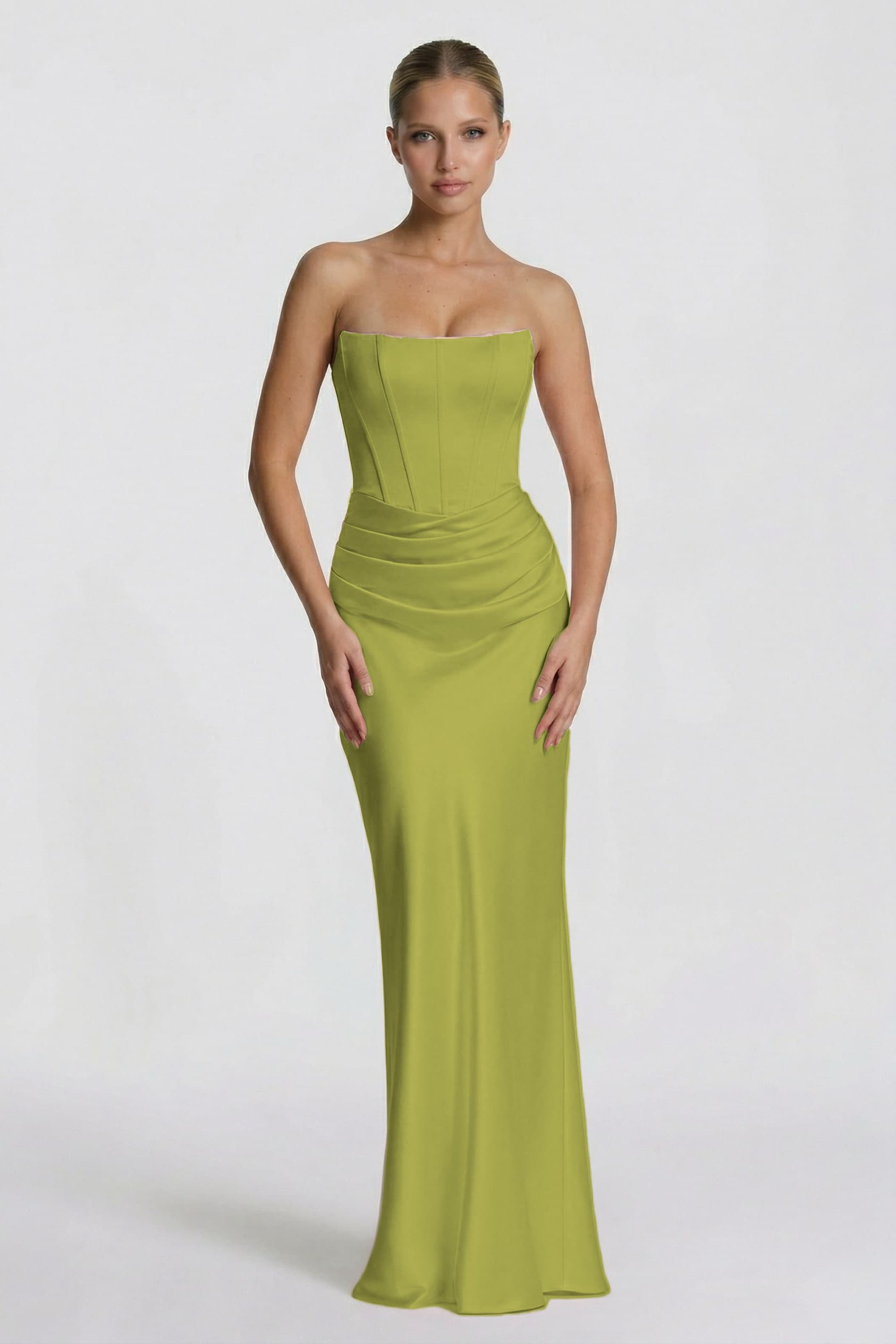 Sheath-Column Floor Length Acetate Satin Bridesmaid Dress CG0306BM