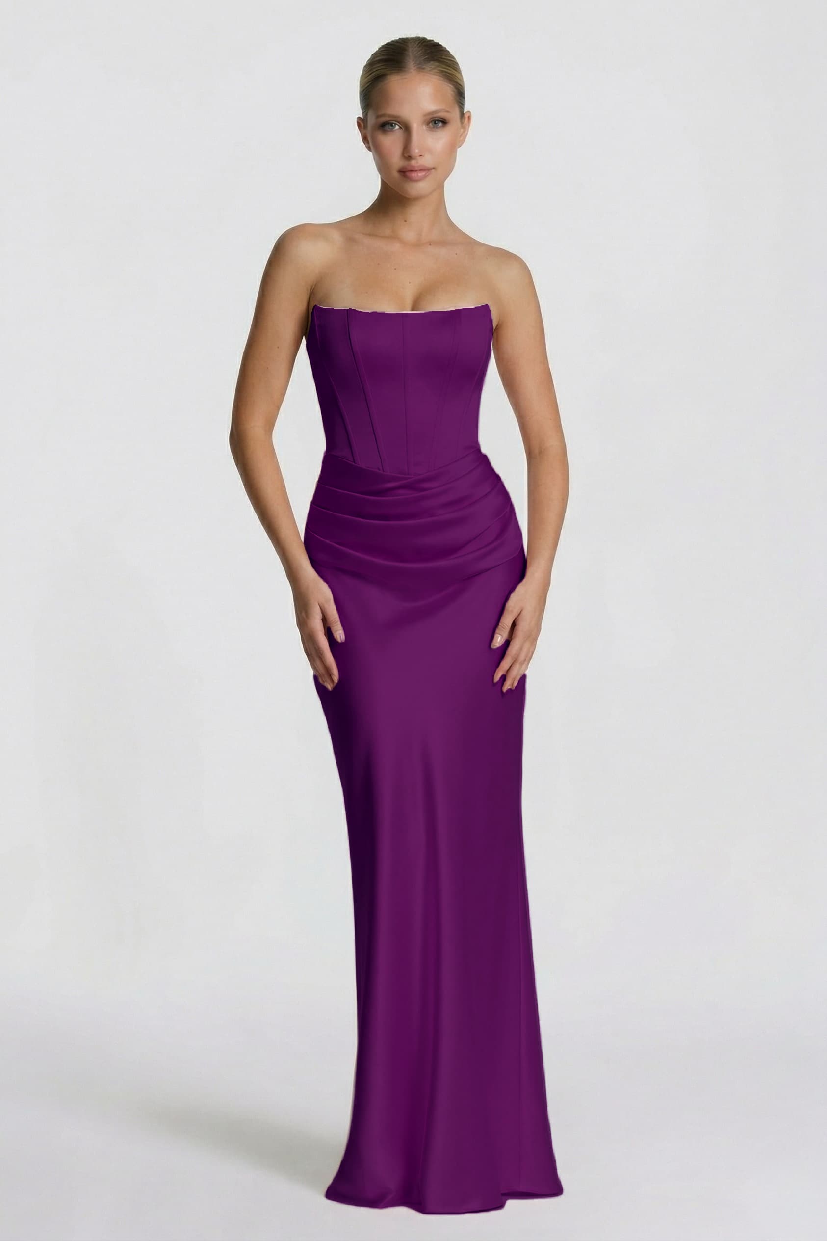Sheath-Column Floor Length Acetate Satin Wedding Guest Dress CG0306