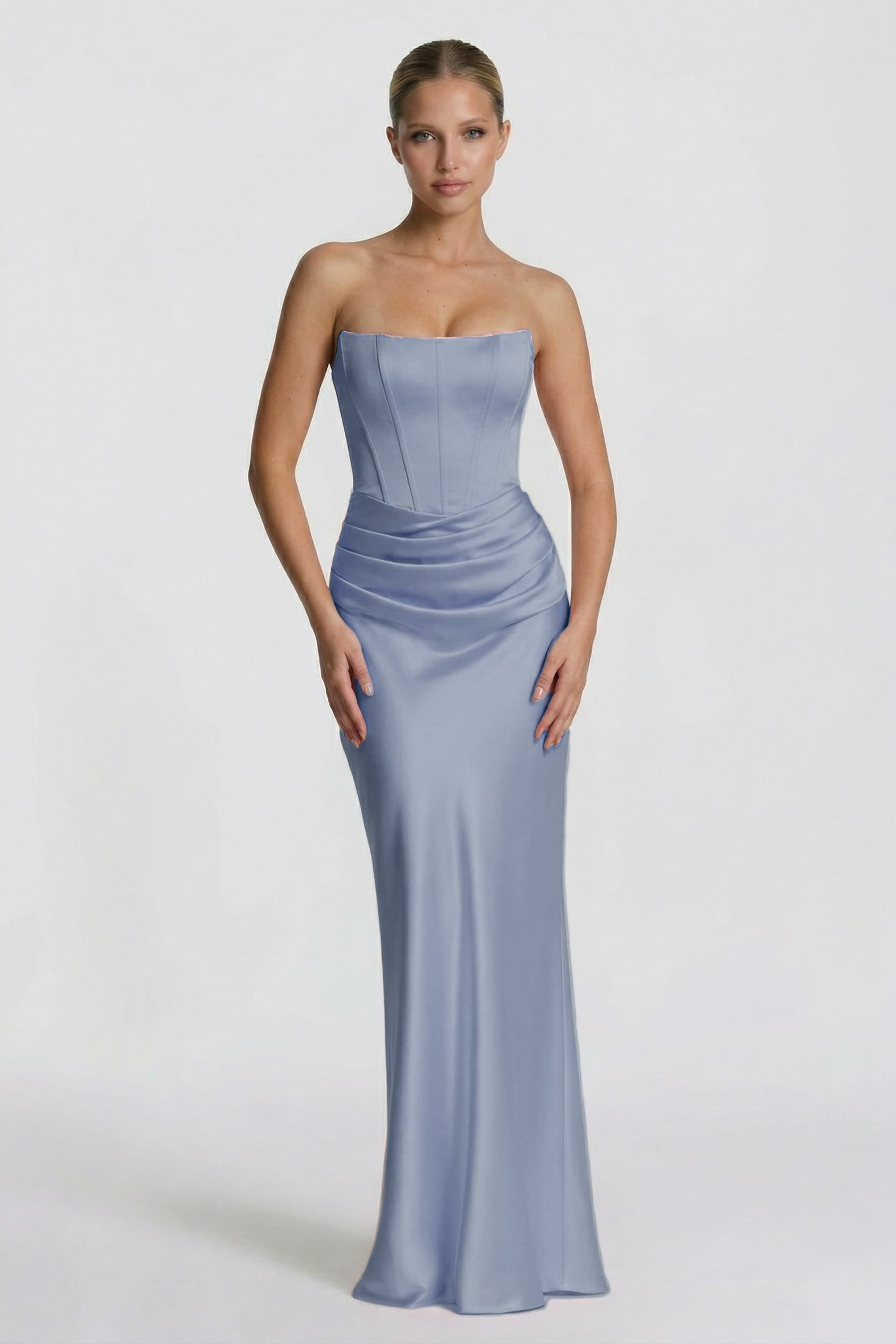 Sheath-Column Floor Length Acetate Satin Wedding Guest Dress CG0306