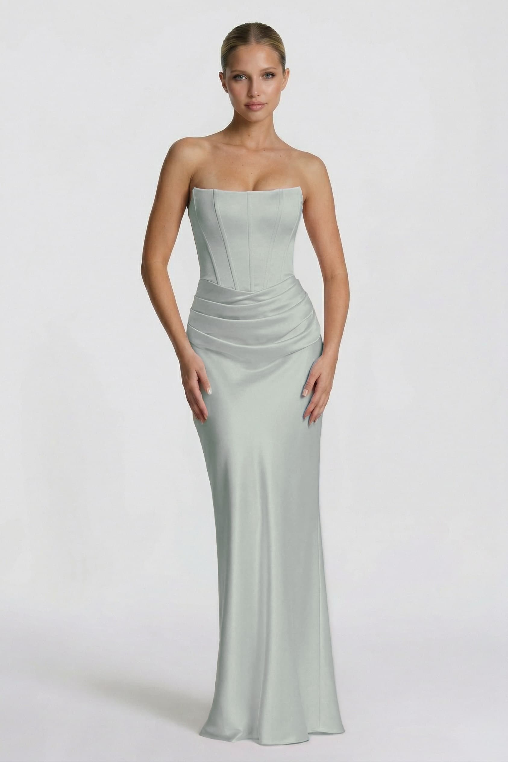 Sheath-Column Floor Length Acetate Satin Wedding Guest Dress CG0306