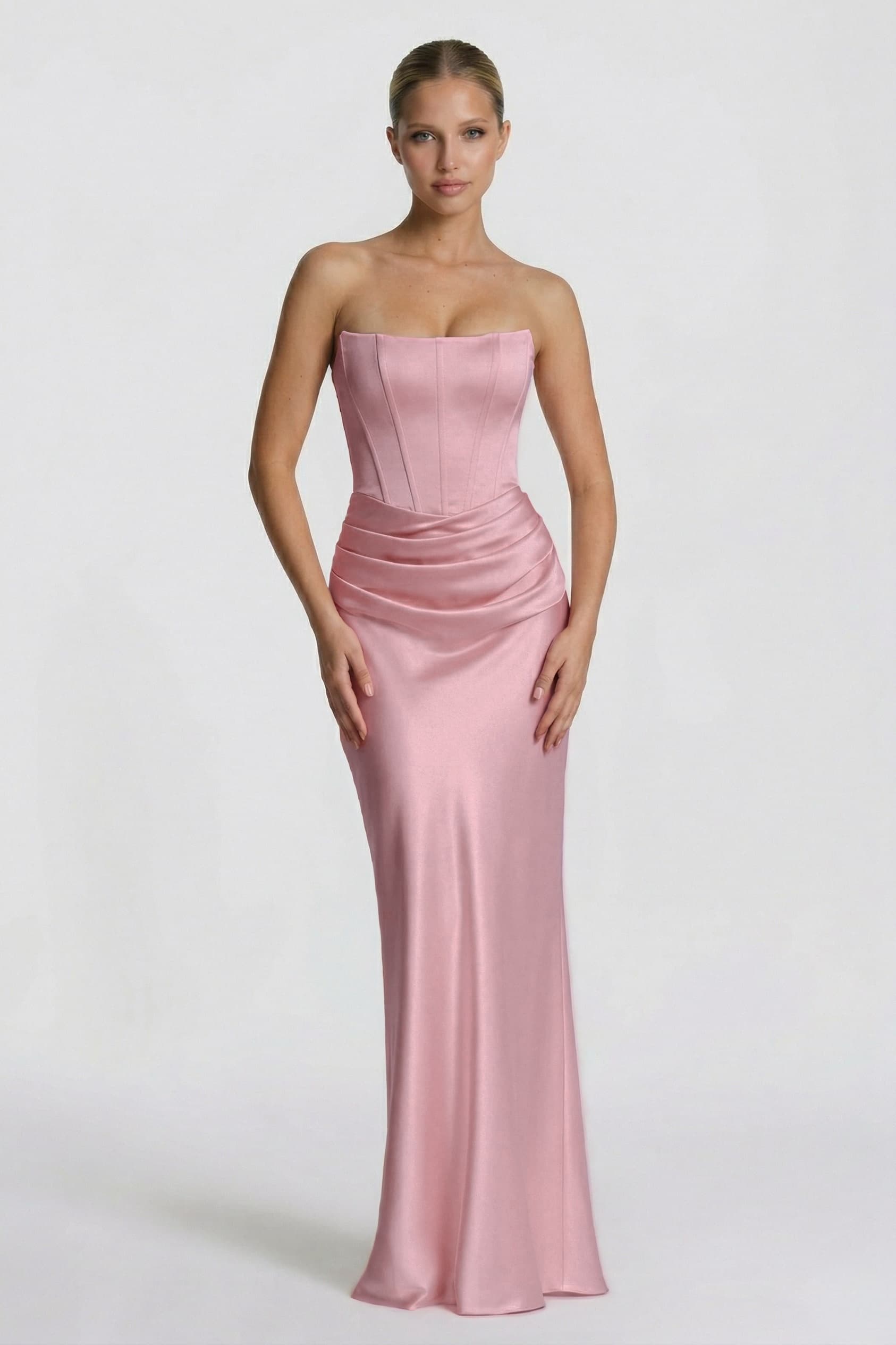 Sheath-Column Floor Length Acetate Satin Wedding Guest Dress CG0306
