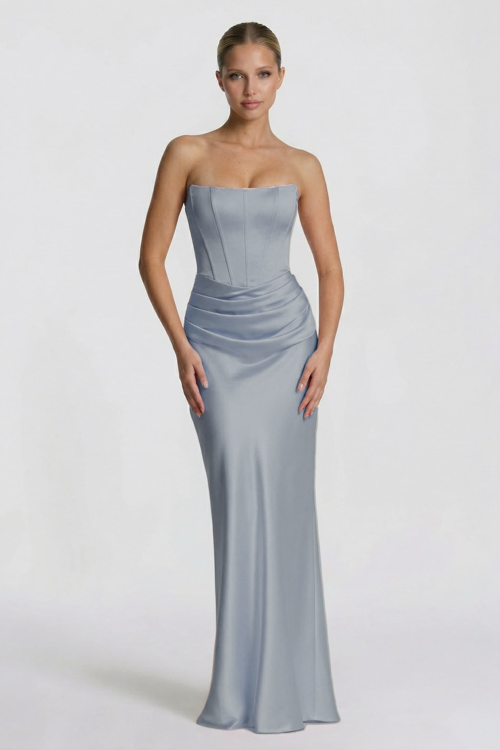 Sheath-Column Floor Length Acetate Satin Wedding Guest Dress CG0306