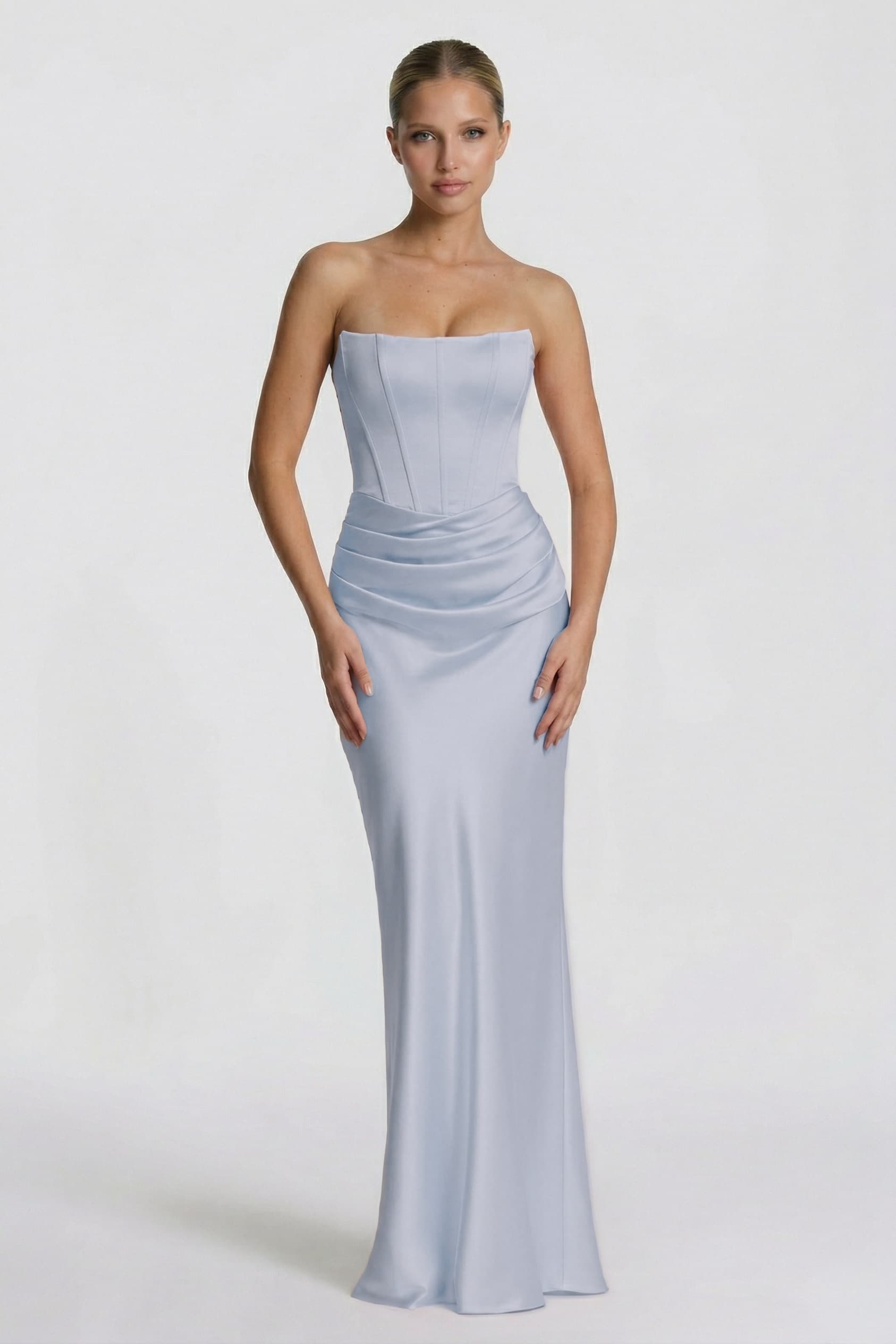 Sheath-Column Floor Length Acetate Satin Wedding Guest Dress CG0306