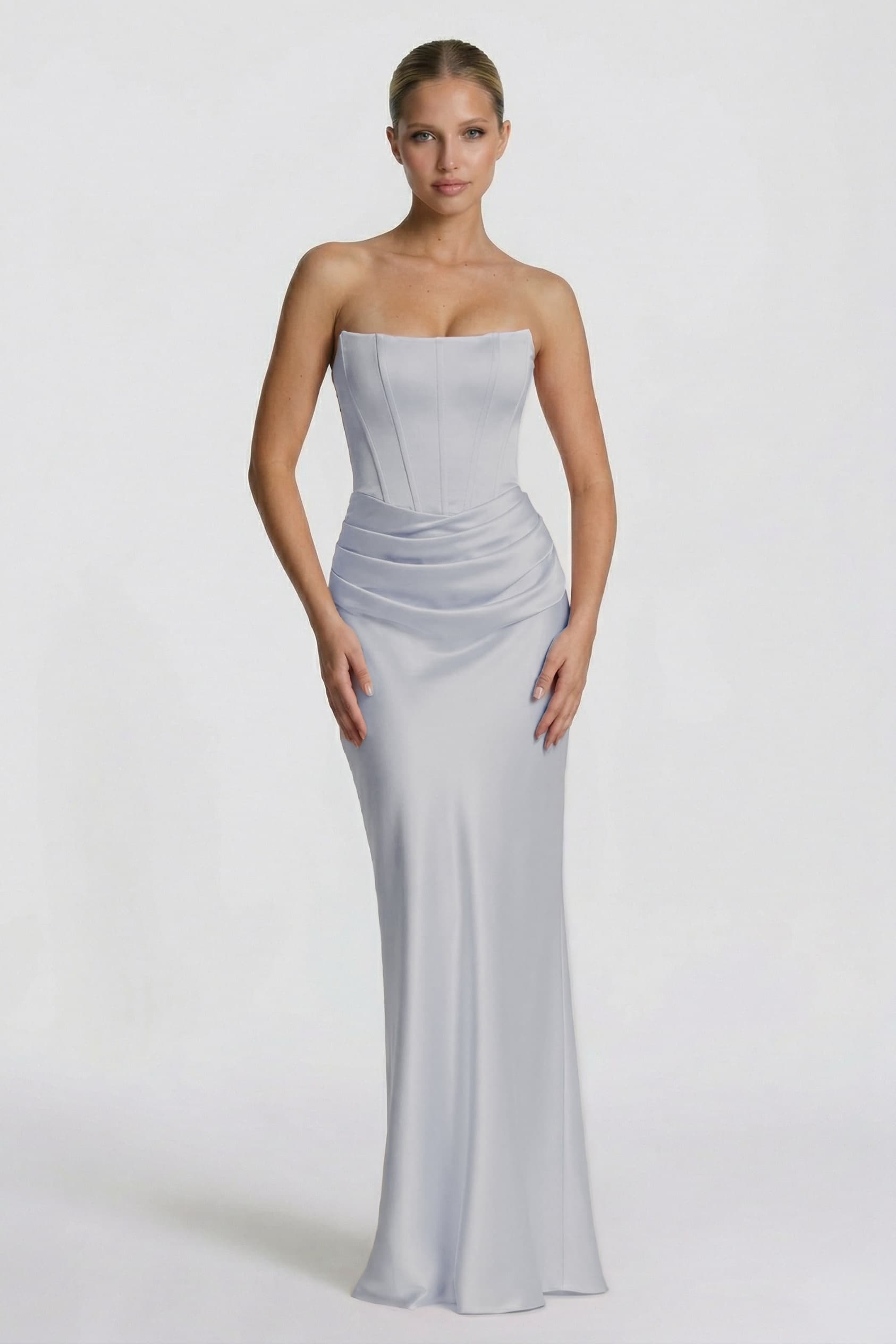 Sheath-Column Floor Length Acetate Satin Wedding Guest Dress CG0306