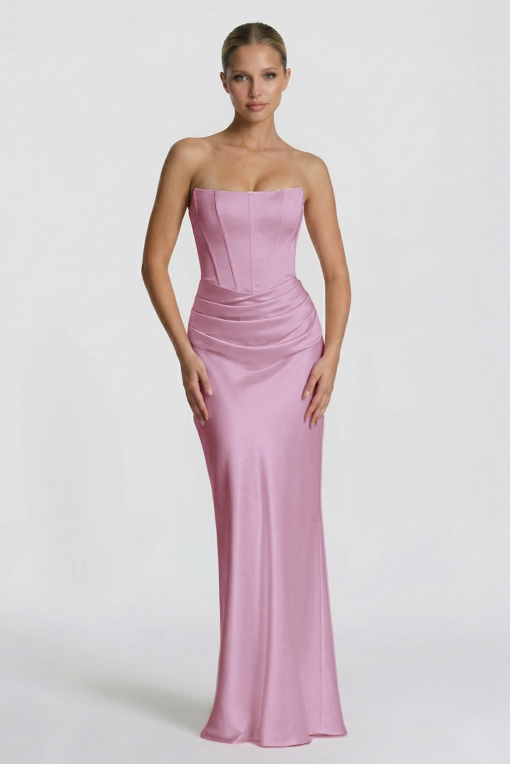 Sheath-Column Floor Length Acetate Satin Wedding Guest Dress CG0306