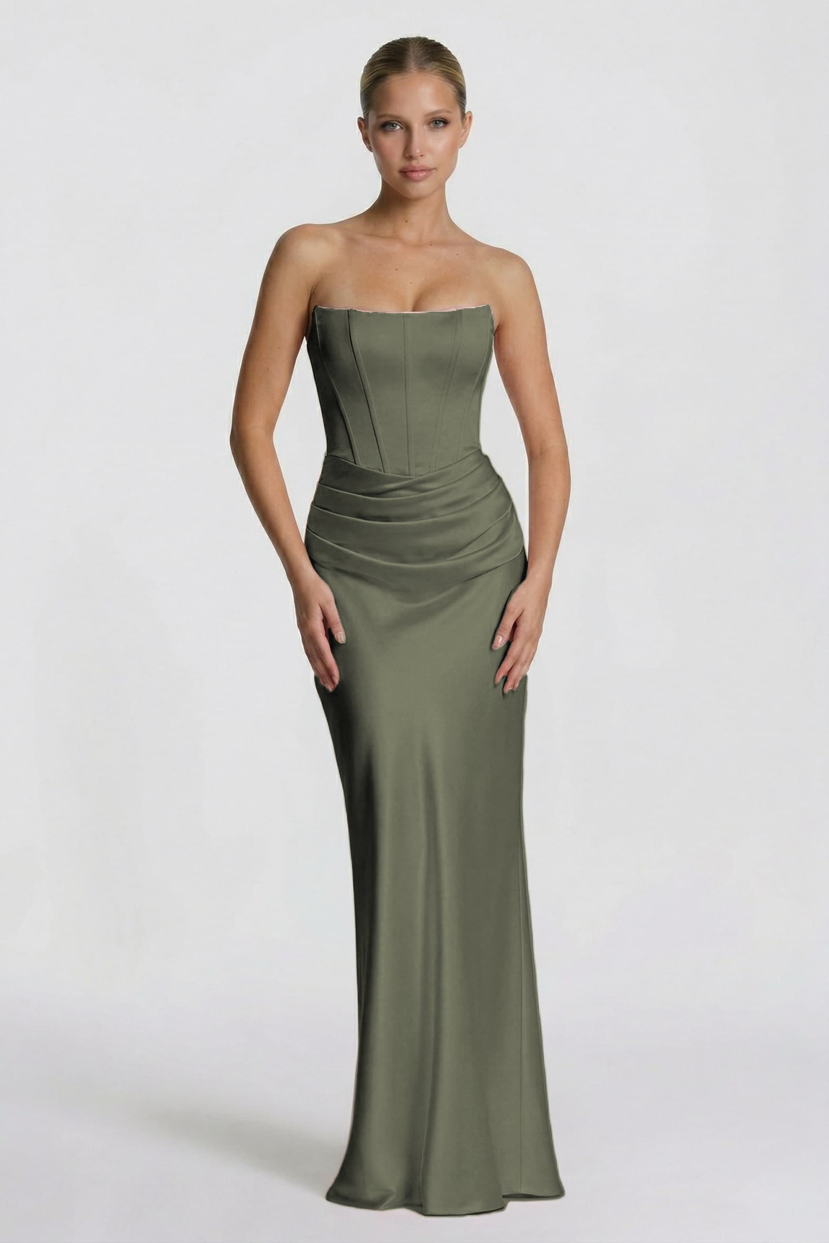 Sheath-Column Floor Length Acetate Satin Wedding Guest Dress CG0306