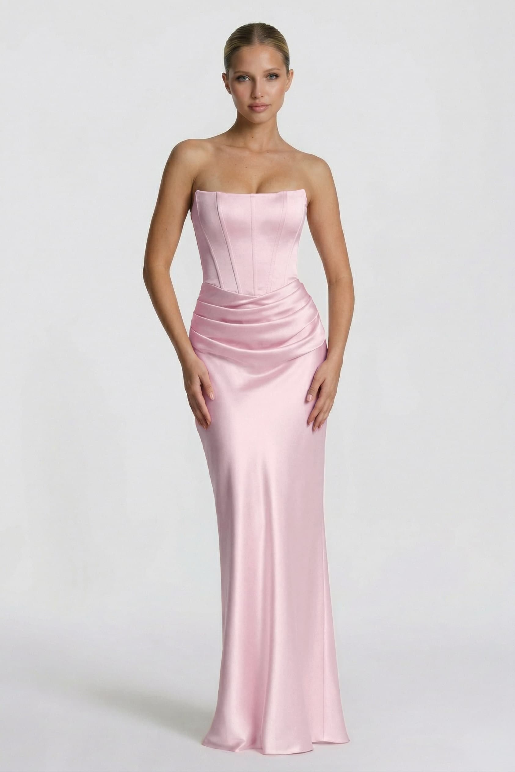 Sheath-Column Floor Length Acetate Satin Wedding Guest Dress CG0306