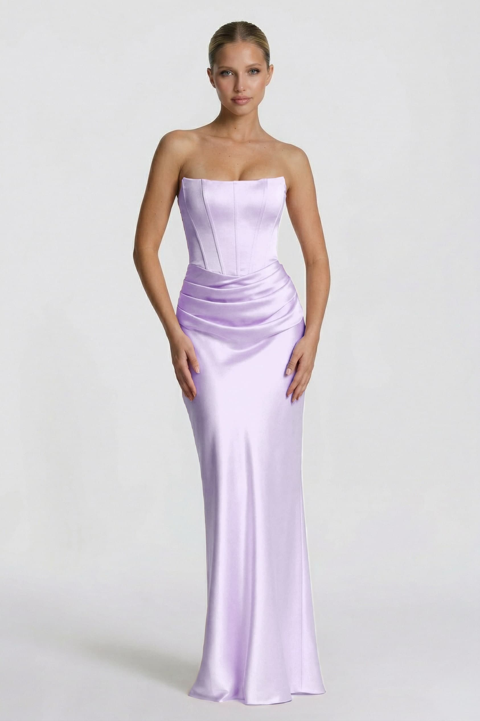 Sheath-Column Floor Length Acetate Satin Wedding Guest Dress CG0306