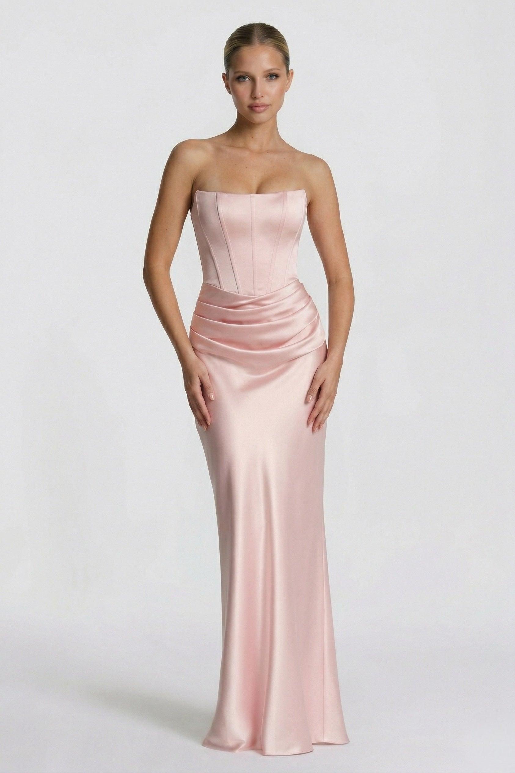 Sheath-Column Floor Length Acetate Satin Bridesmaid Dress CG0306BM