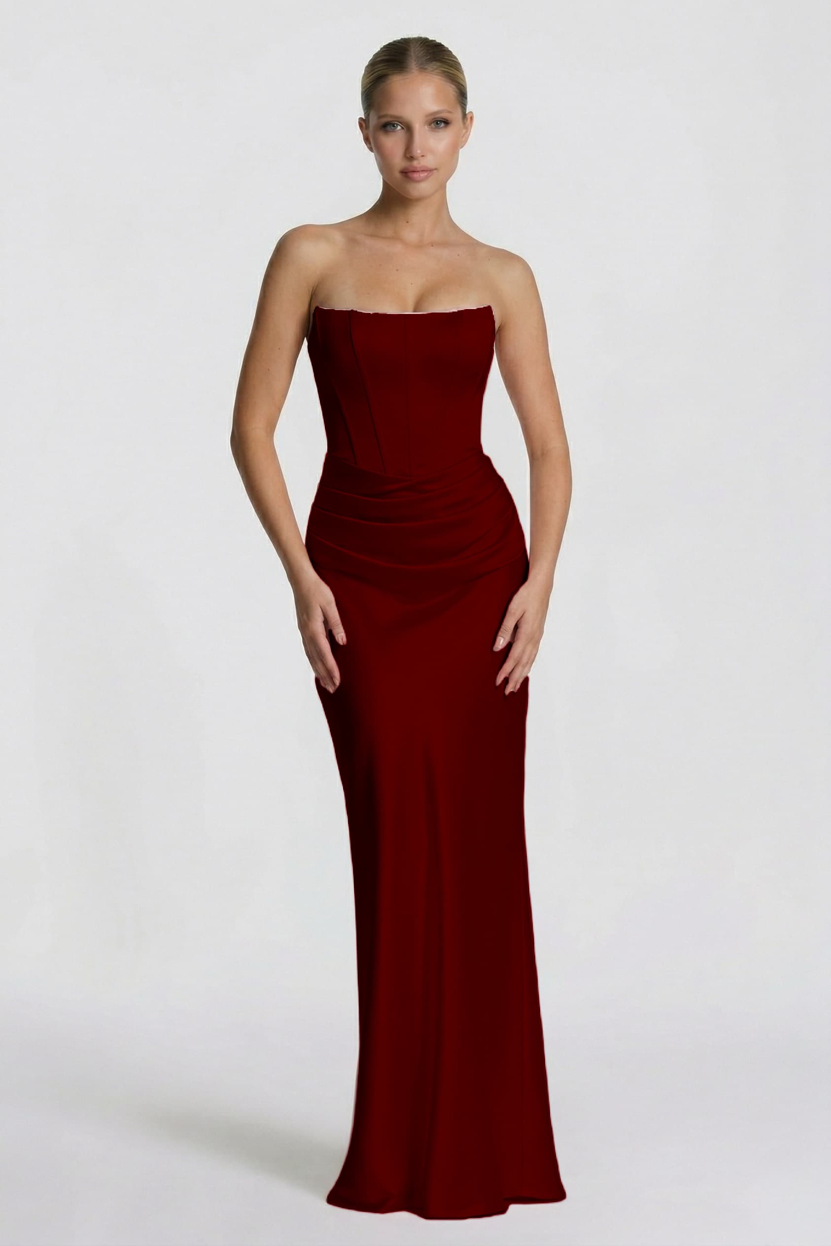 Sheath-Column Floor Length Acetate Satin Wedding Guest Dress CG0306