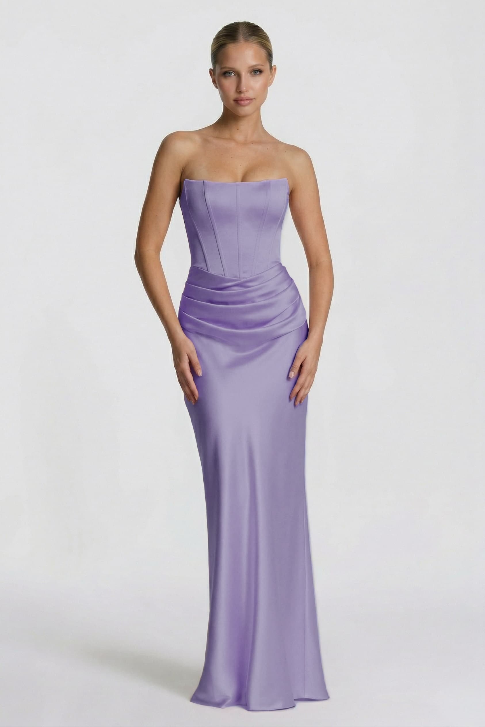 Sheath-Column Floor Length Acetate Satin Bridesmaid Dress CG0306BM