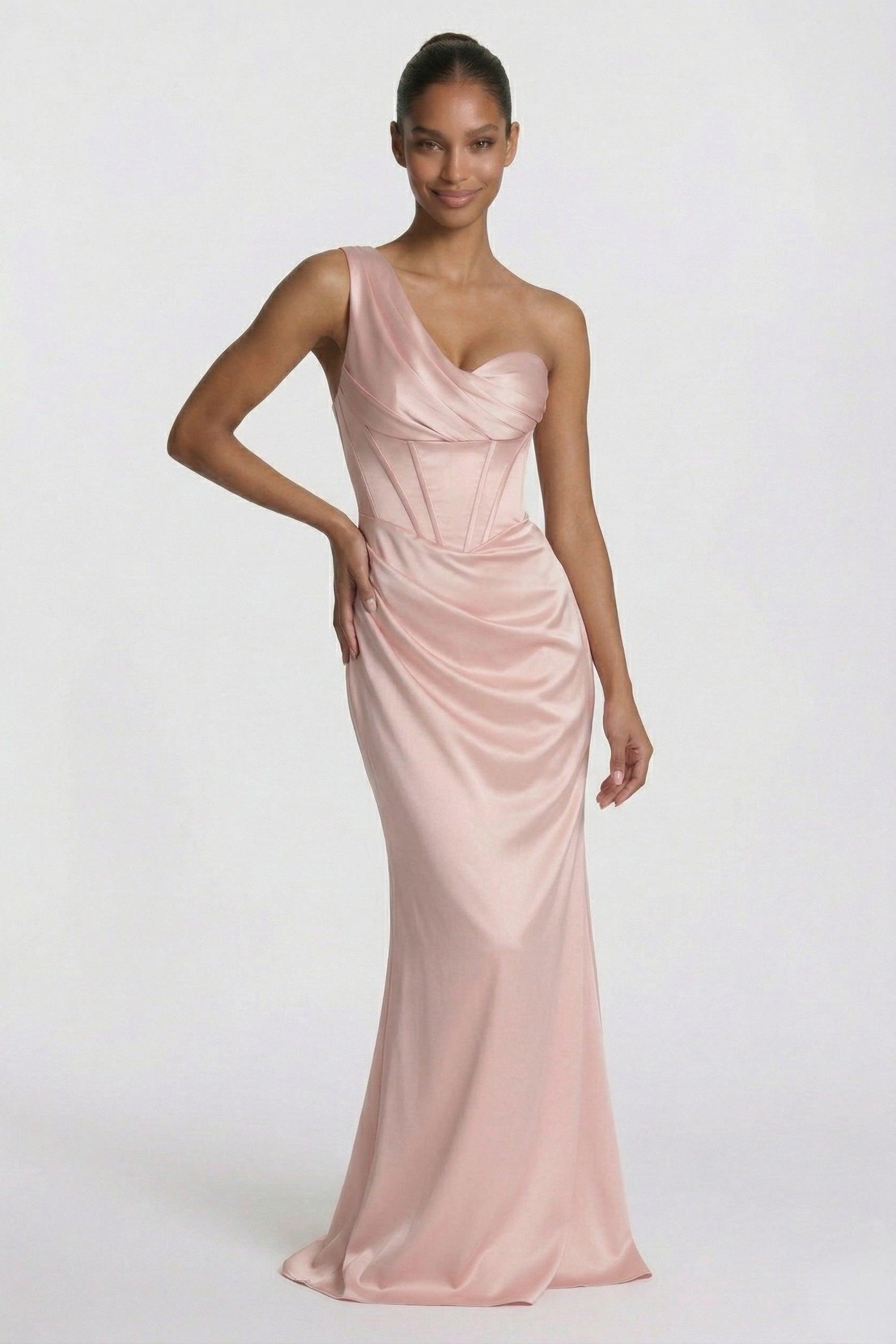 Sheath-Column Floor Length Acetate Satin Bridesmaid Dress CG0307BM
