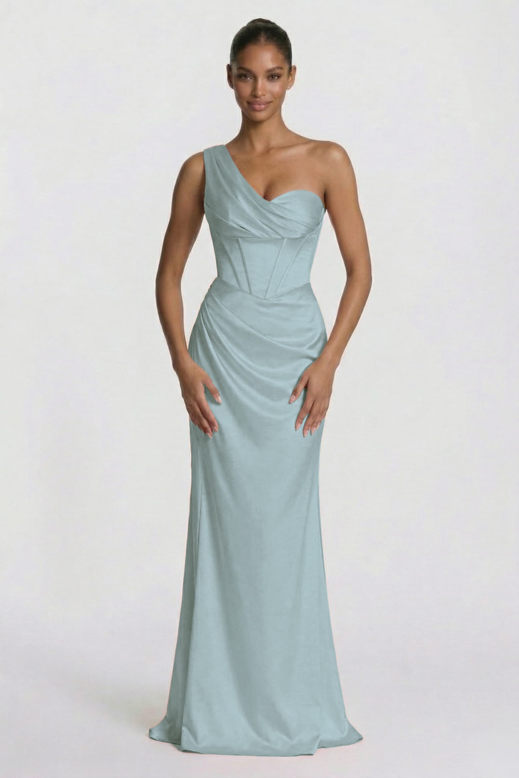 Sheath-Column Floor Length Acetate Satin Bridesmaid Dress CG0307BM